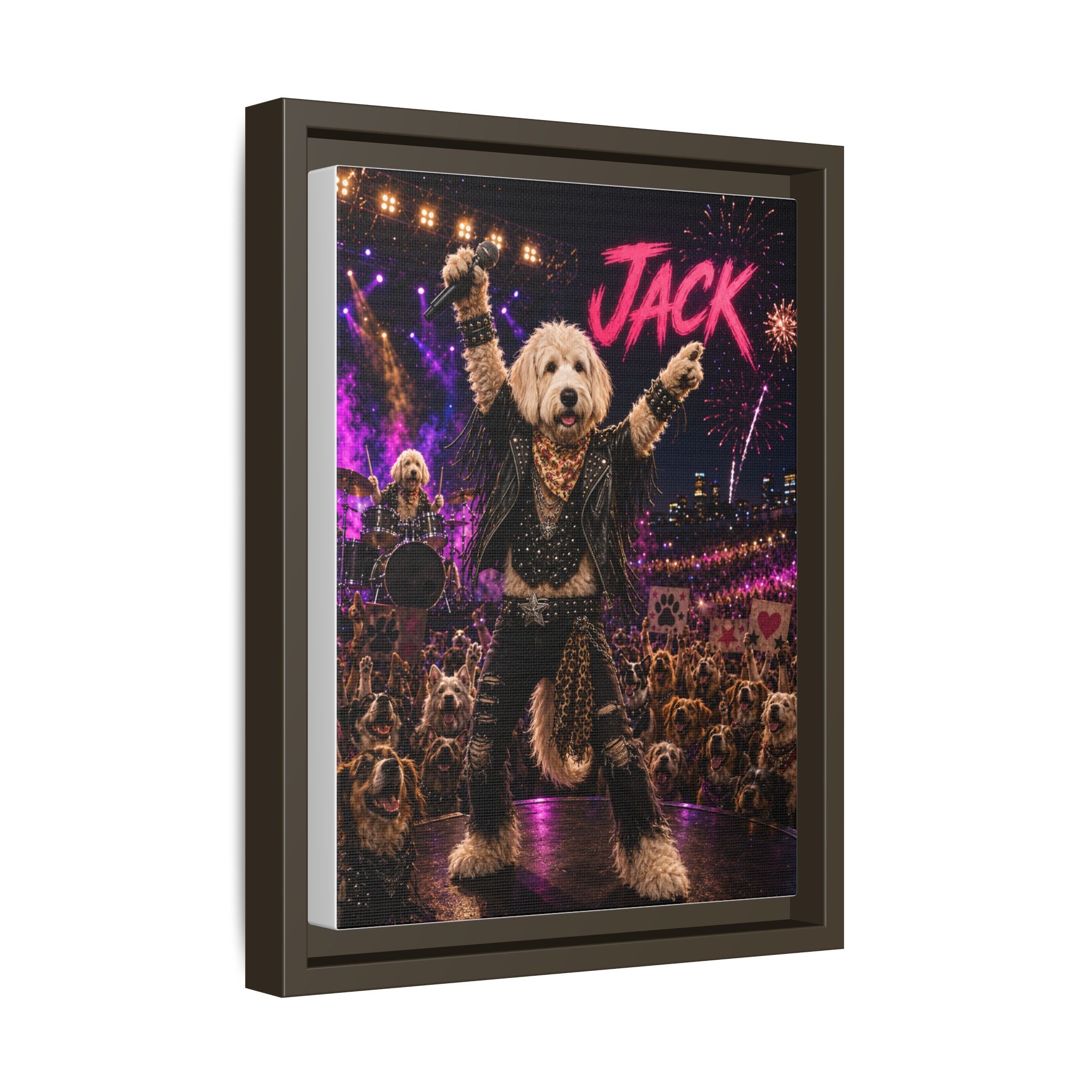 Rockstar Personalized Pet Framed Canvas — Custom Dog Portrait Framed Canvas Wall Art, Made to Order