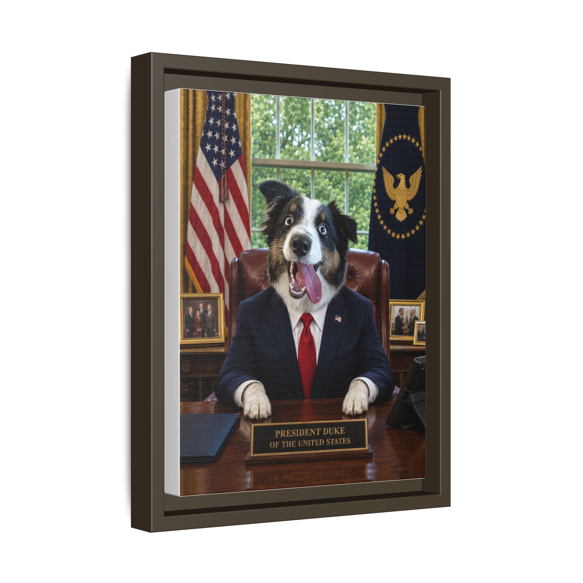 President Personalized Pet Framed Canvas — Custom Dog Portrait Framed Canvas Wall Art, Made to Order
