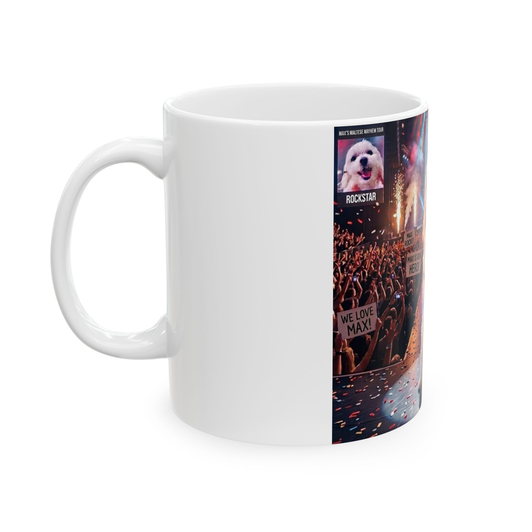 Rockstar Dog Ceramic Mug — Cute Singing Puppy Concert Coffee Cup (11oz/15oz)