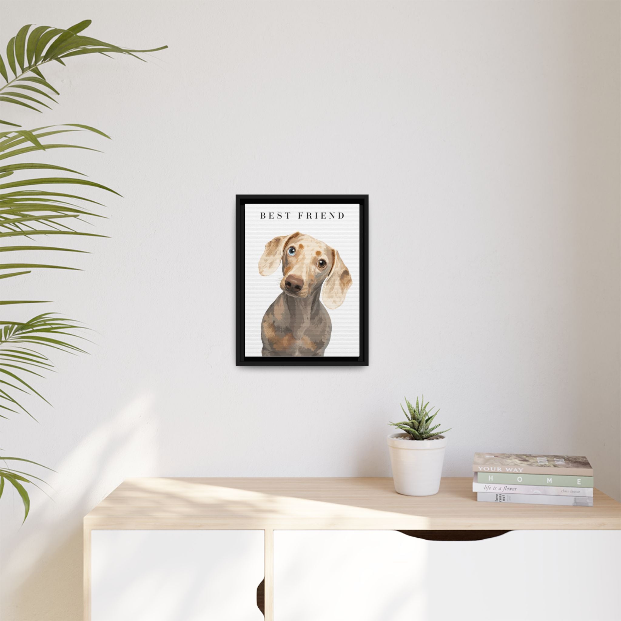 Modern Portrait Personalized Pet Framed Canvas — Custom Dog Portrait Framed Canvas Wall Art, Made to Order