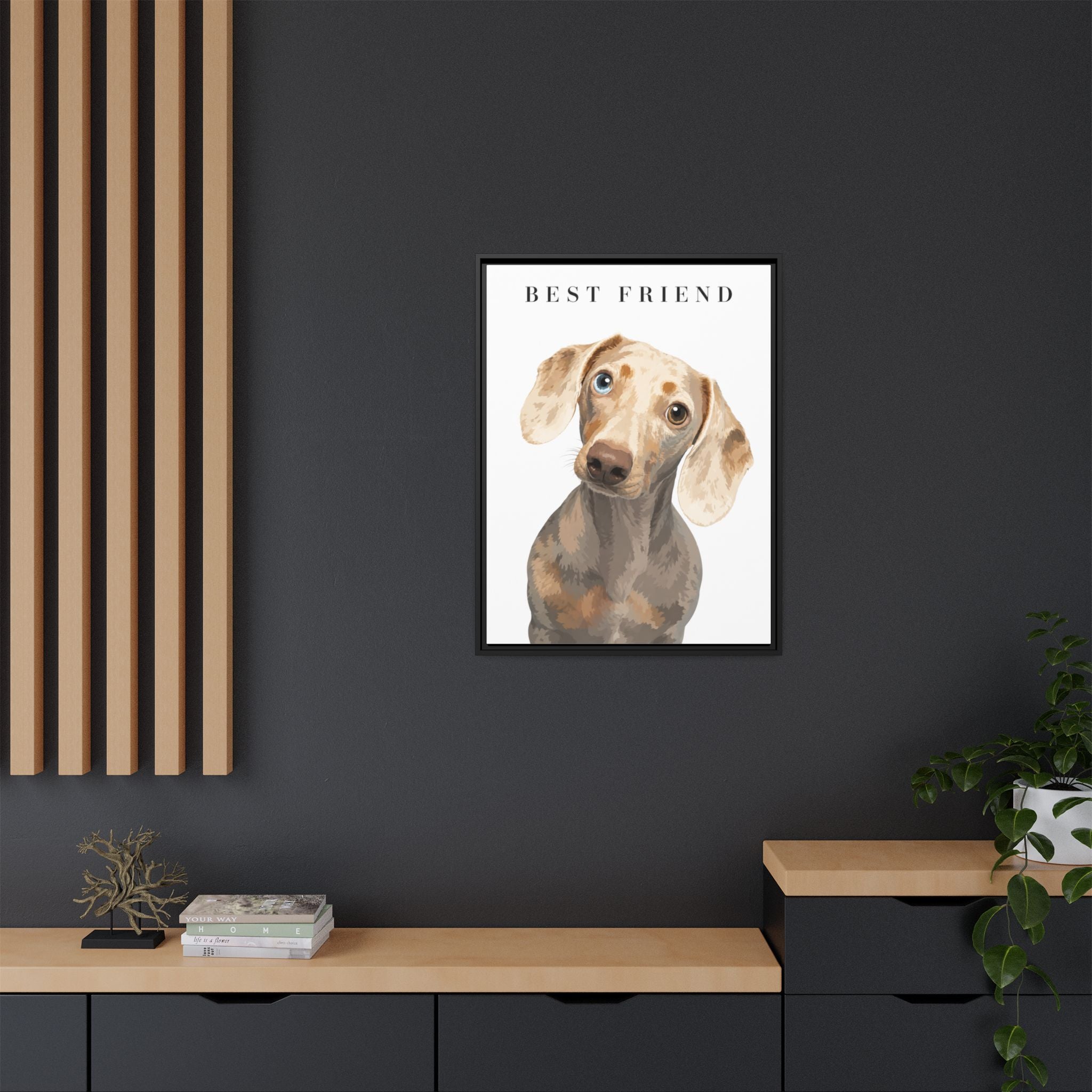 Modern Portrait Personalized Pet Framed Canvas — Custom Dog Portrait Framed Canvas Wall Art, Made to Order