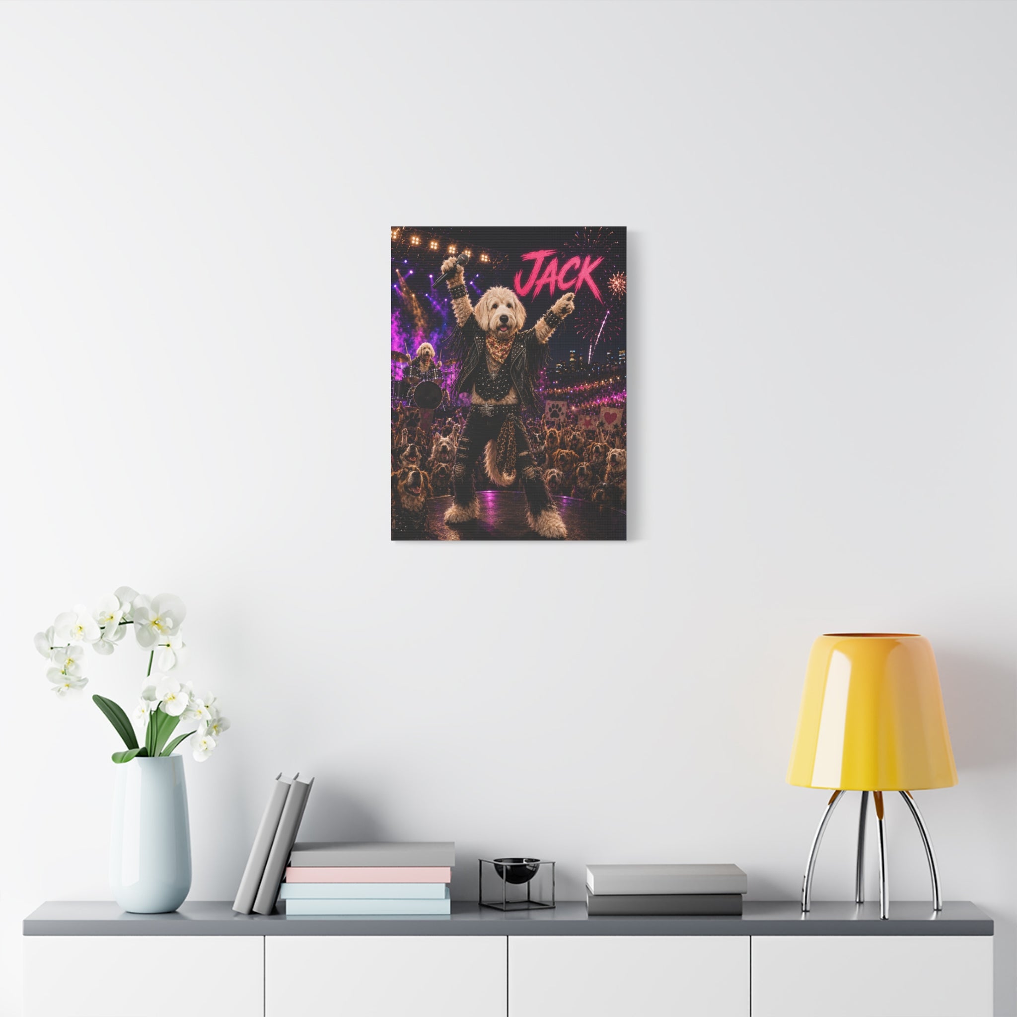 Rockstar Personalized Pet Canvas — Custom Dog Portrait Stretched Canvas Wall Art, Made to Order