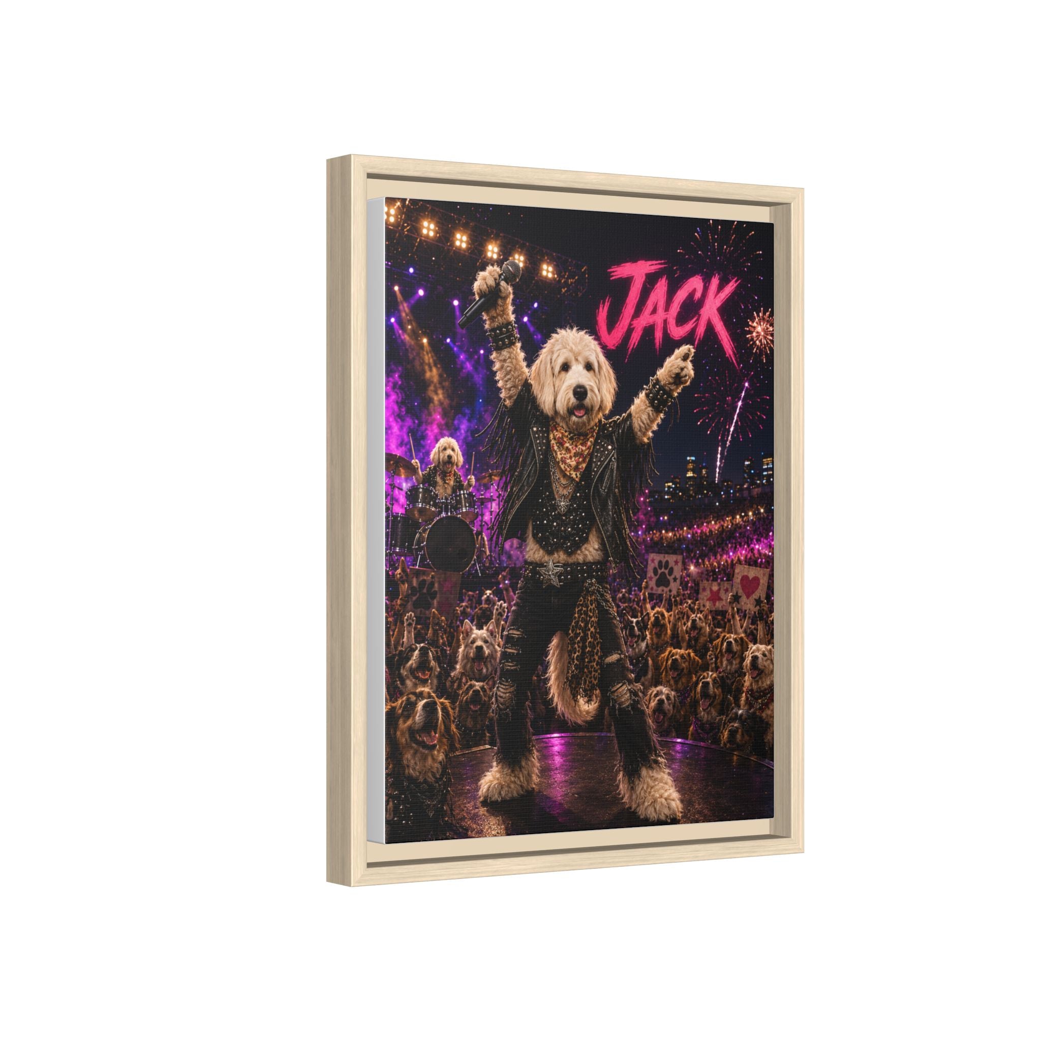 Rockstar Personalized Pet Framed Canvas — Custom Dog Portrait Framed Canvas Wall Art, Made to Order