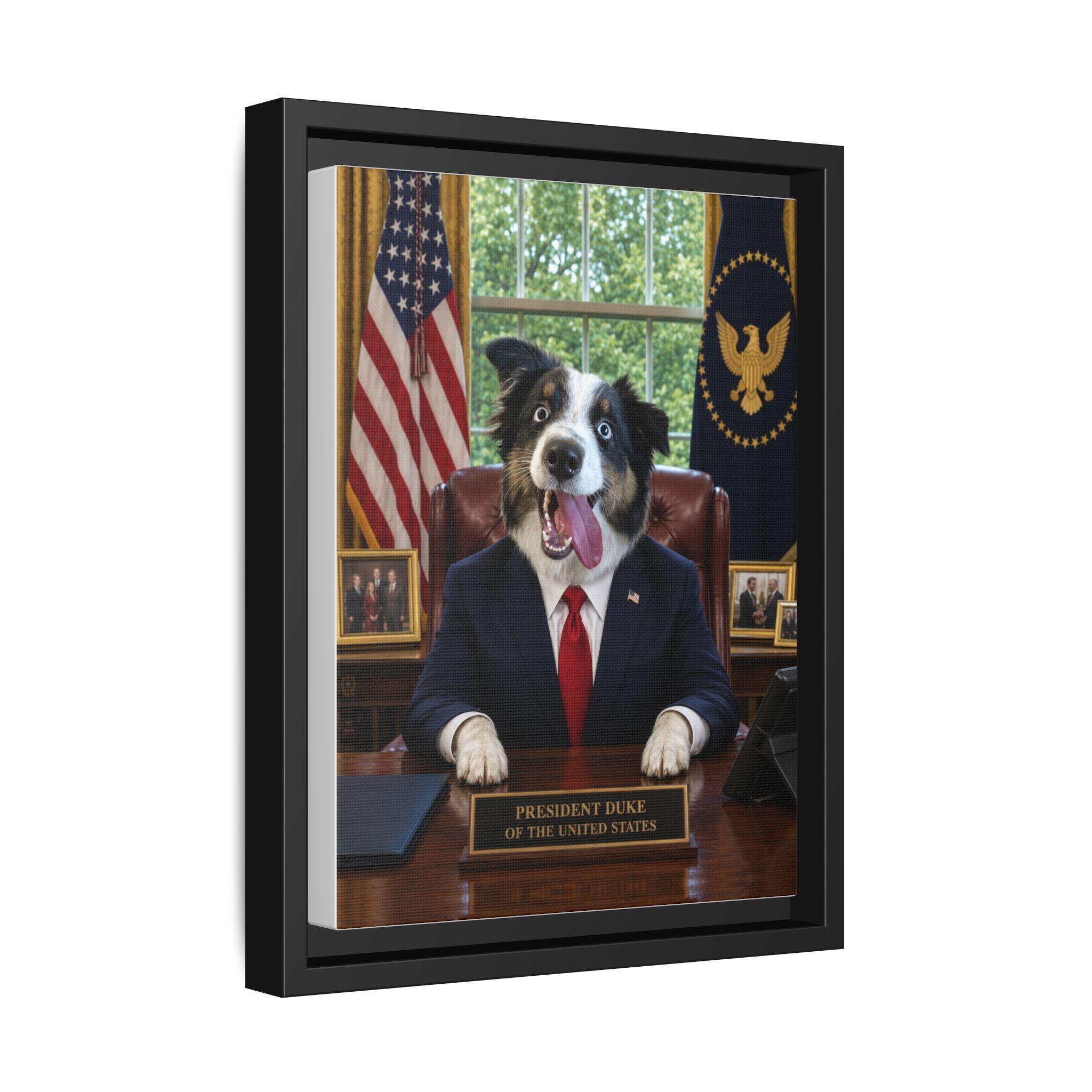 President Personalized Pet Framed Canvas — Custom Dog Portrait Framed Canvas Wall Art, Made to Order