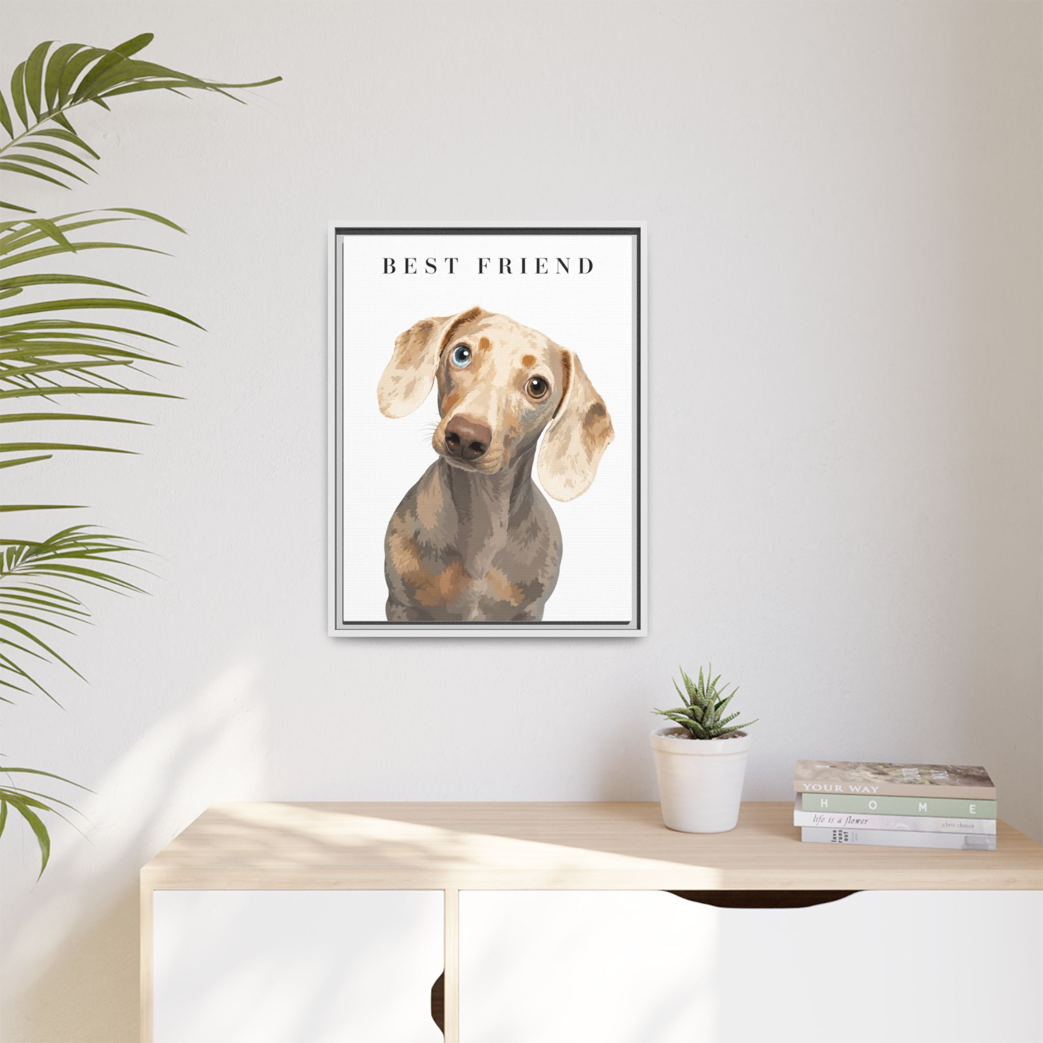 Modern Portrait Personalized Pet Framed Canvas — Custom Dog Portrait Framed Canvas Wall Art, Made to Order