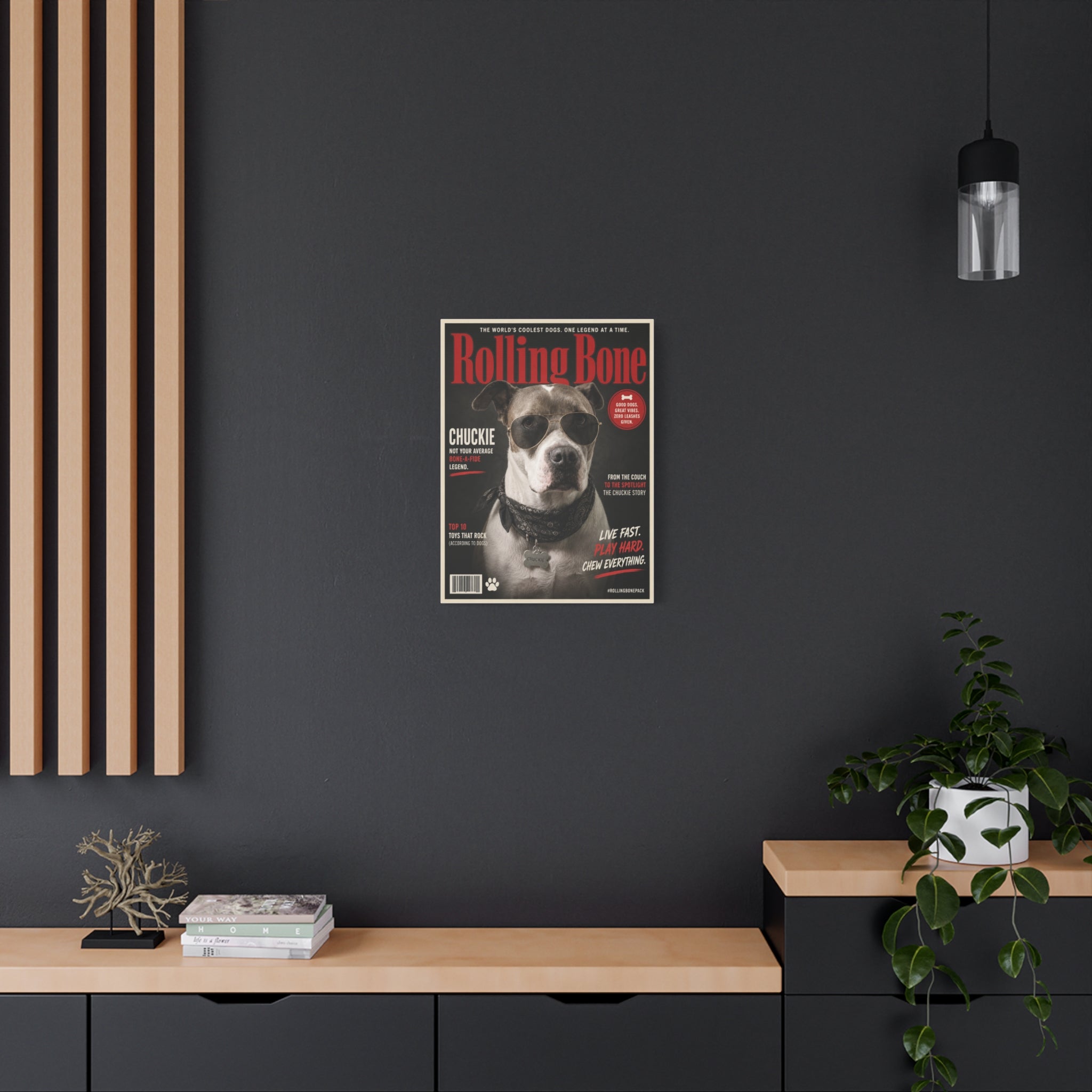 Rolling Bone Magazine Personalized Pet Canvas — Custom Dog Portrait Stretched Canvas Wall Art, Made to Order