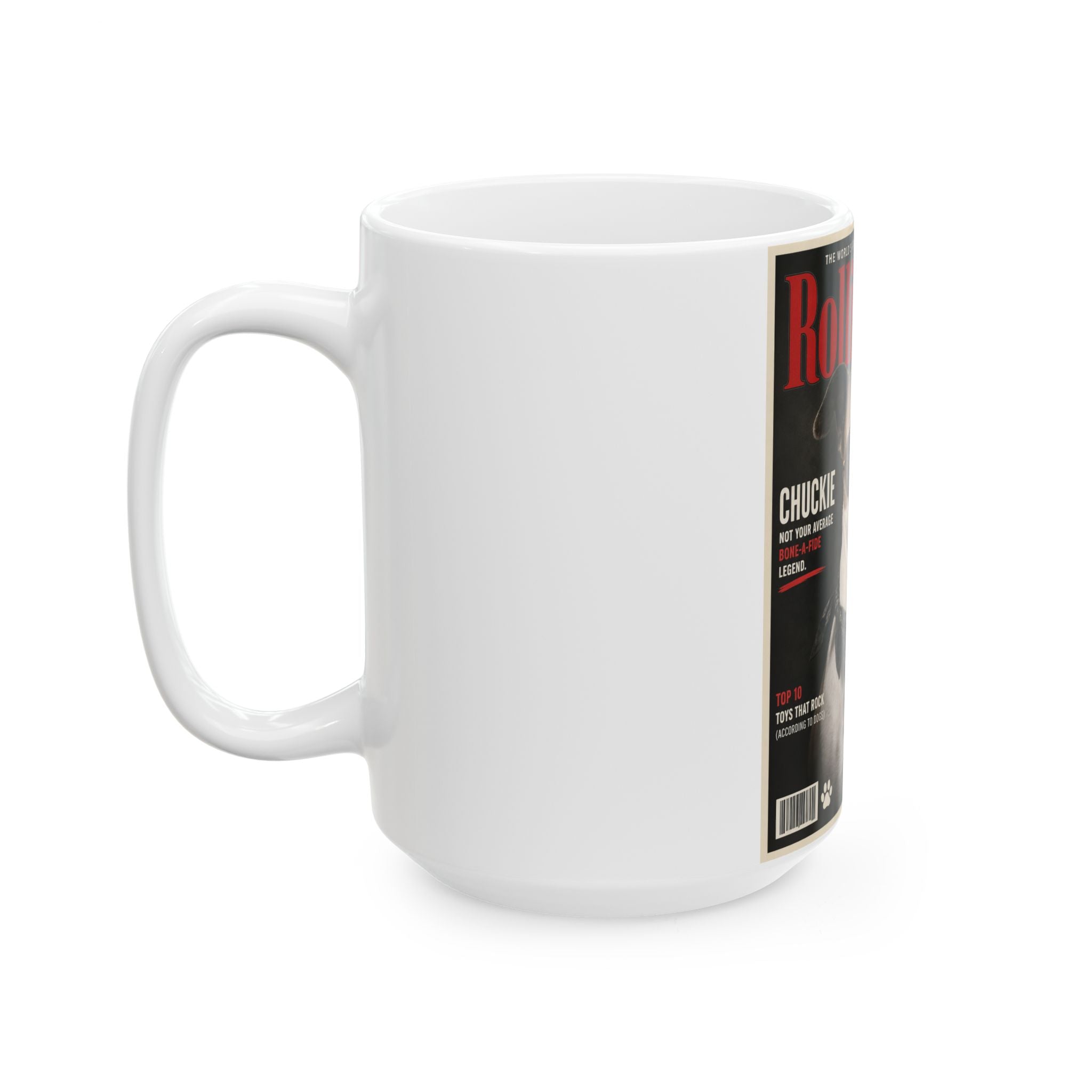 Rolling Bone Magazine Personalized Dog Ceramic Mug — Funny Cover Star Pet Coffee Cup, 11oz & 15oz