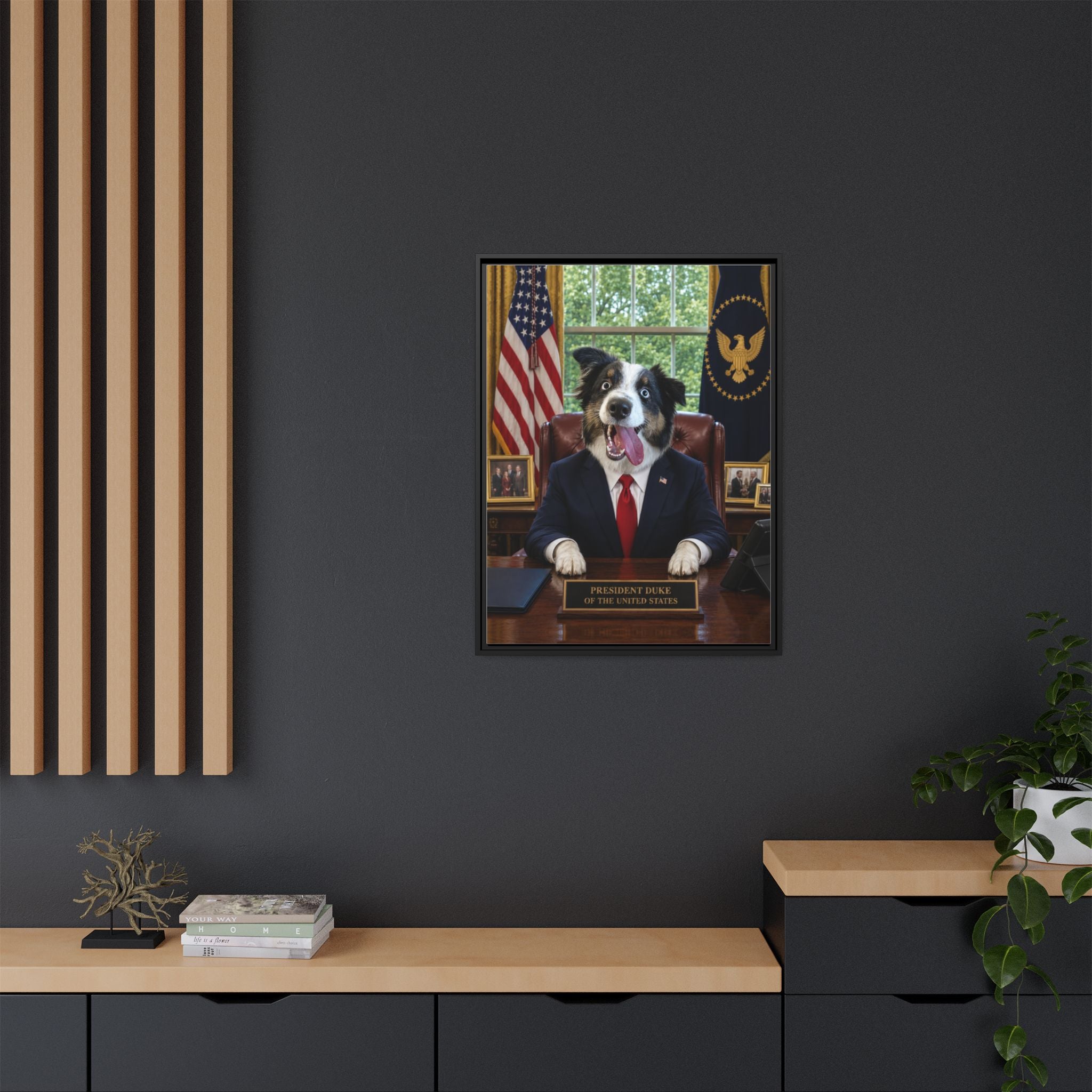 President Personalized Pet Framed Canvas — Custom Dog Portrait Framed Canvas Wall Art, Made to Order