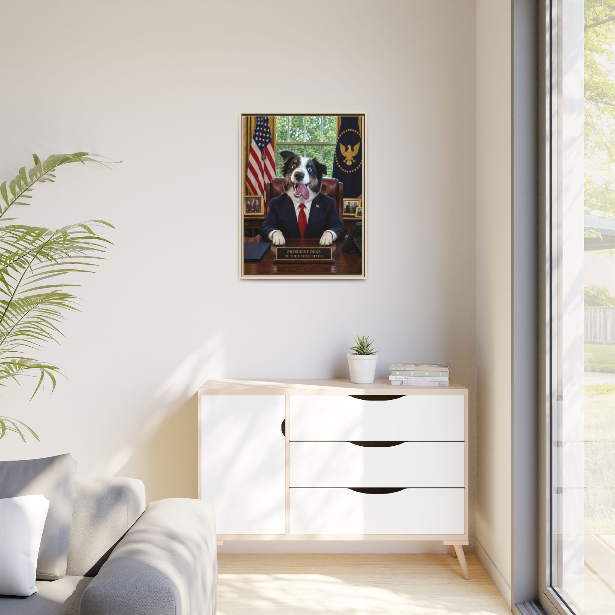 President Personalized Pet Framed Canvas — Custom Dog Portrait Framed Canvas Wall Art, Made to Order