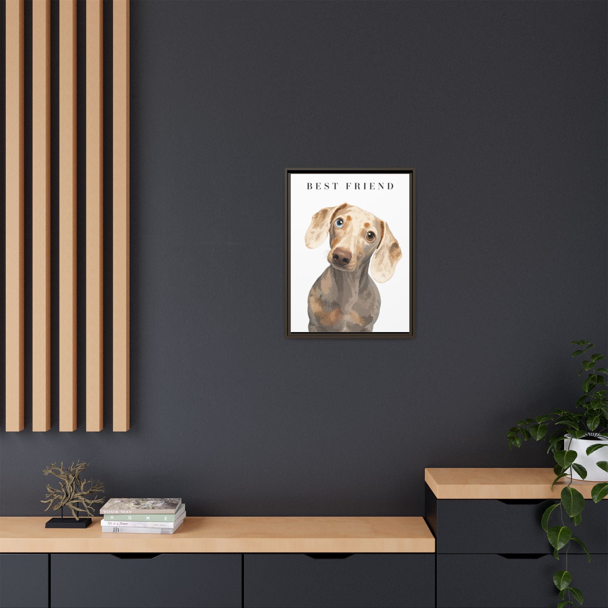 Modern Portrait Personalized Pet Framed Canvas — Custom Dog Portrait Framed Canvas Wall Art, Made to Order
