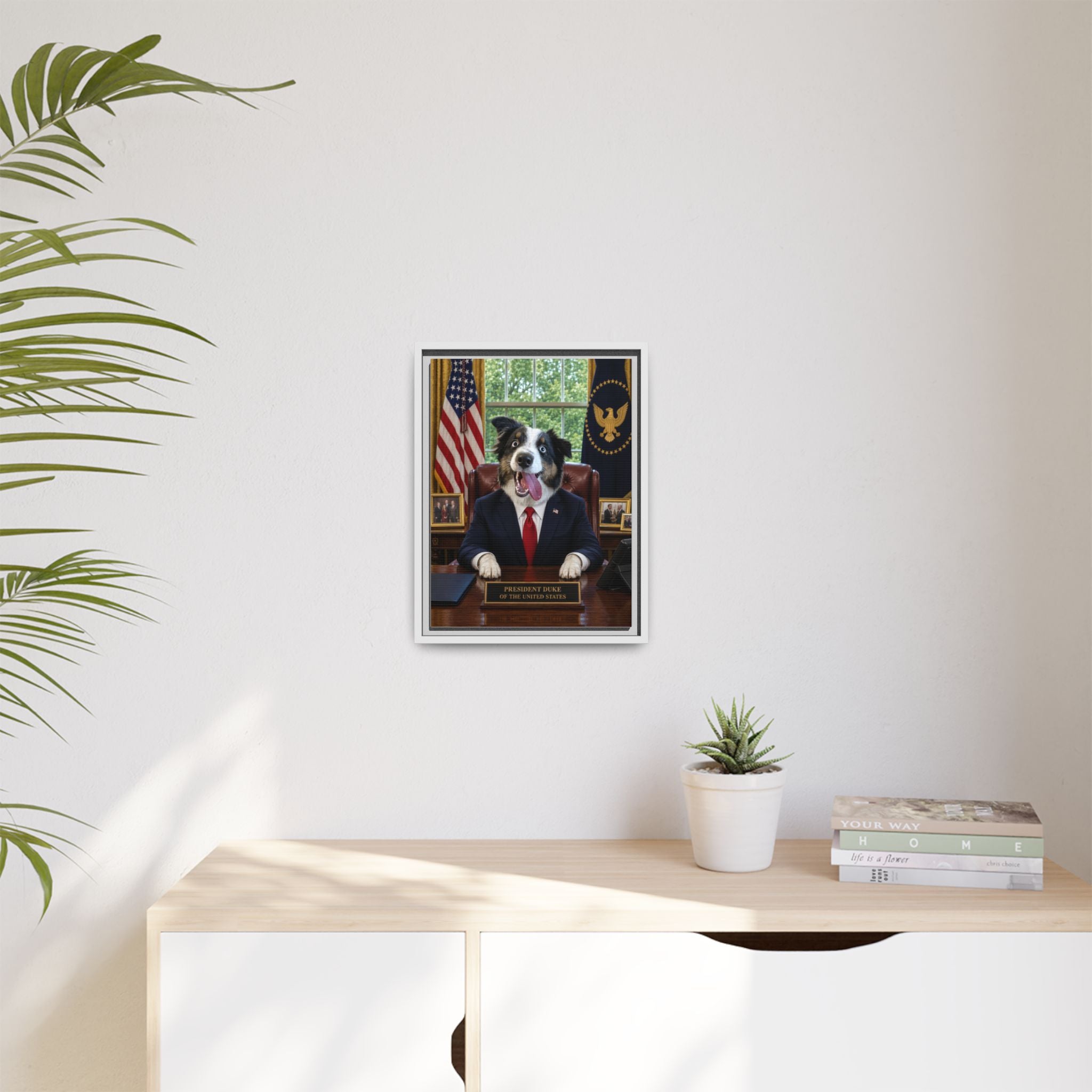 President Personalized Pet Framed Canvas — Custom Dog Portrait Framed Canvas Wall Art, Made to Order