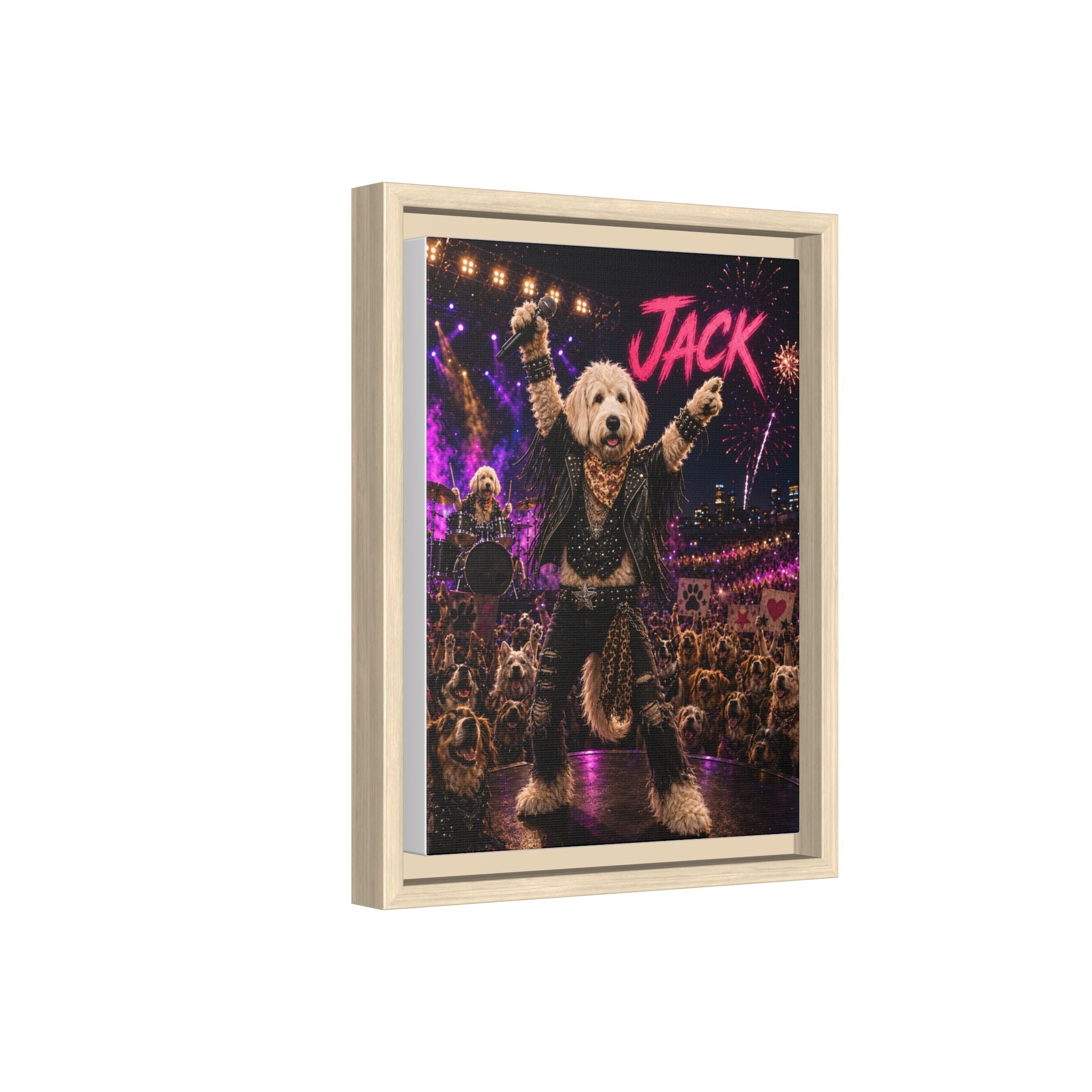 Rockstar Personalized Pet Framed Canvas — Custom Dog Portrait Framed Canvas Wall Art, Made to Order