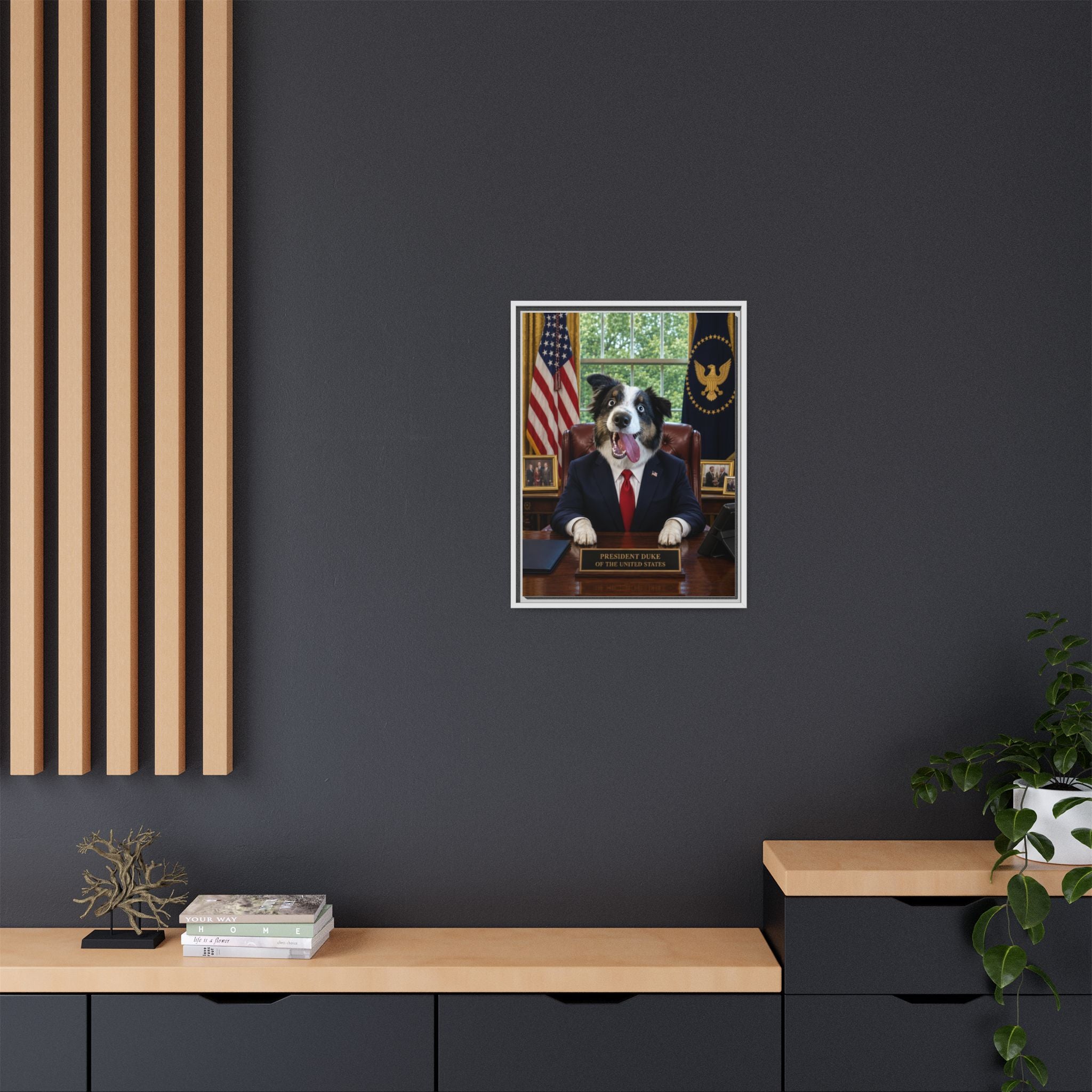 President Personalized Pet Framed Canvas — Custom Dog Portrait Framed Canvas Wall Art, Made to Order