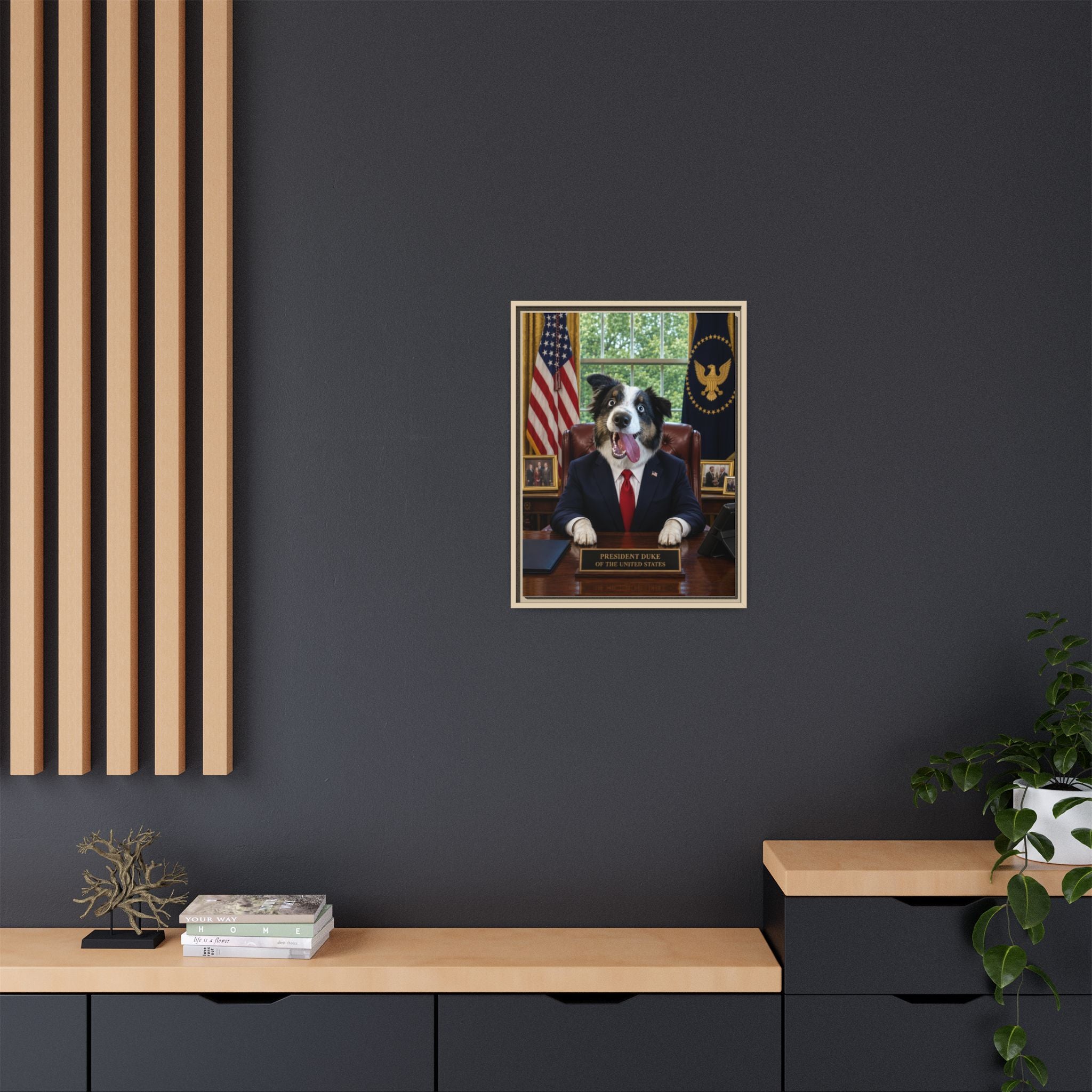 President Personalized Pet Framed Canvas — Custom Dog Portrait Framed Canvas Wall Art, Made to Order