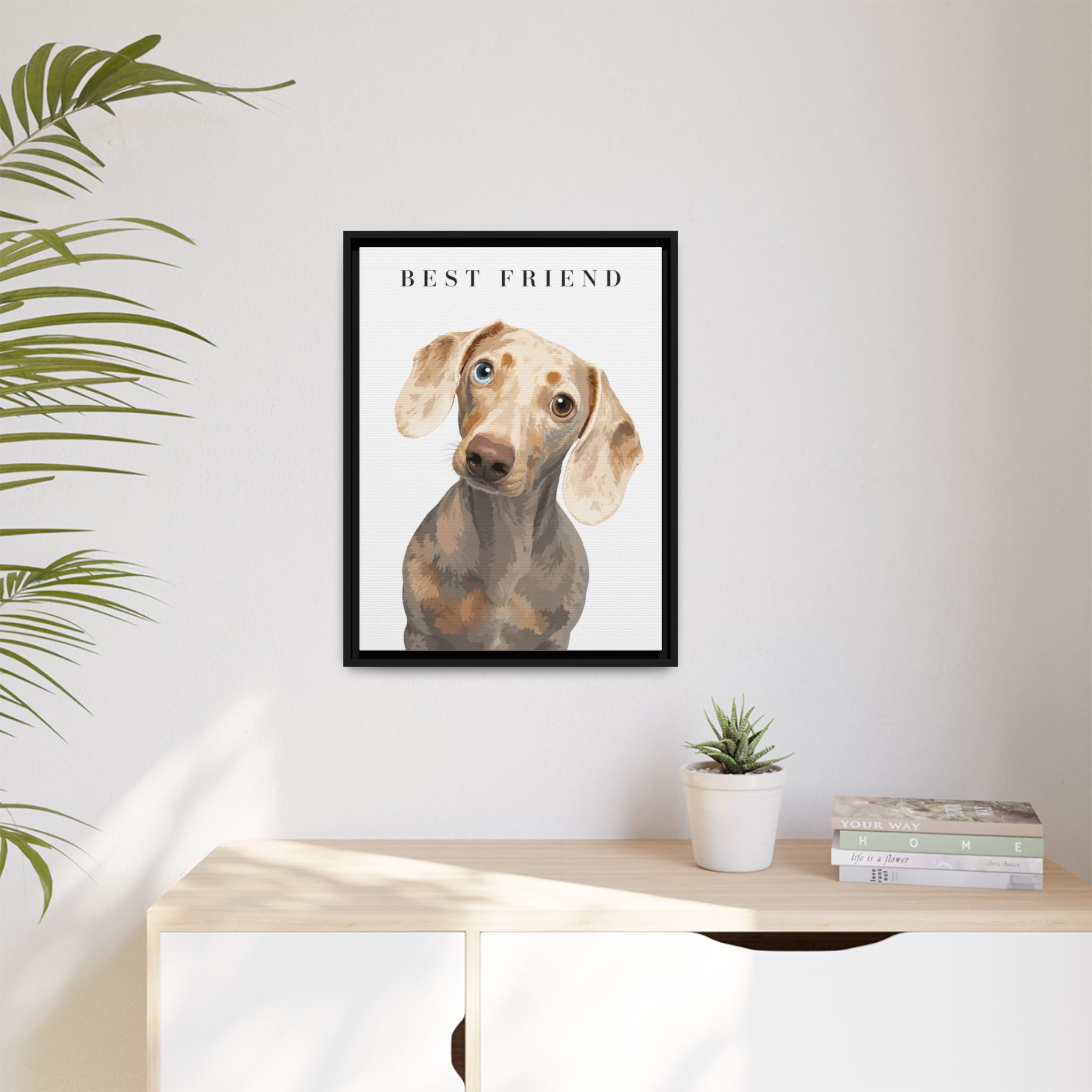 Modern Portrait Personalized Pet Framed Canvas — Custom Dog Portrait Framed Canvas Wall Art, Made to Order