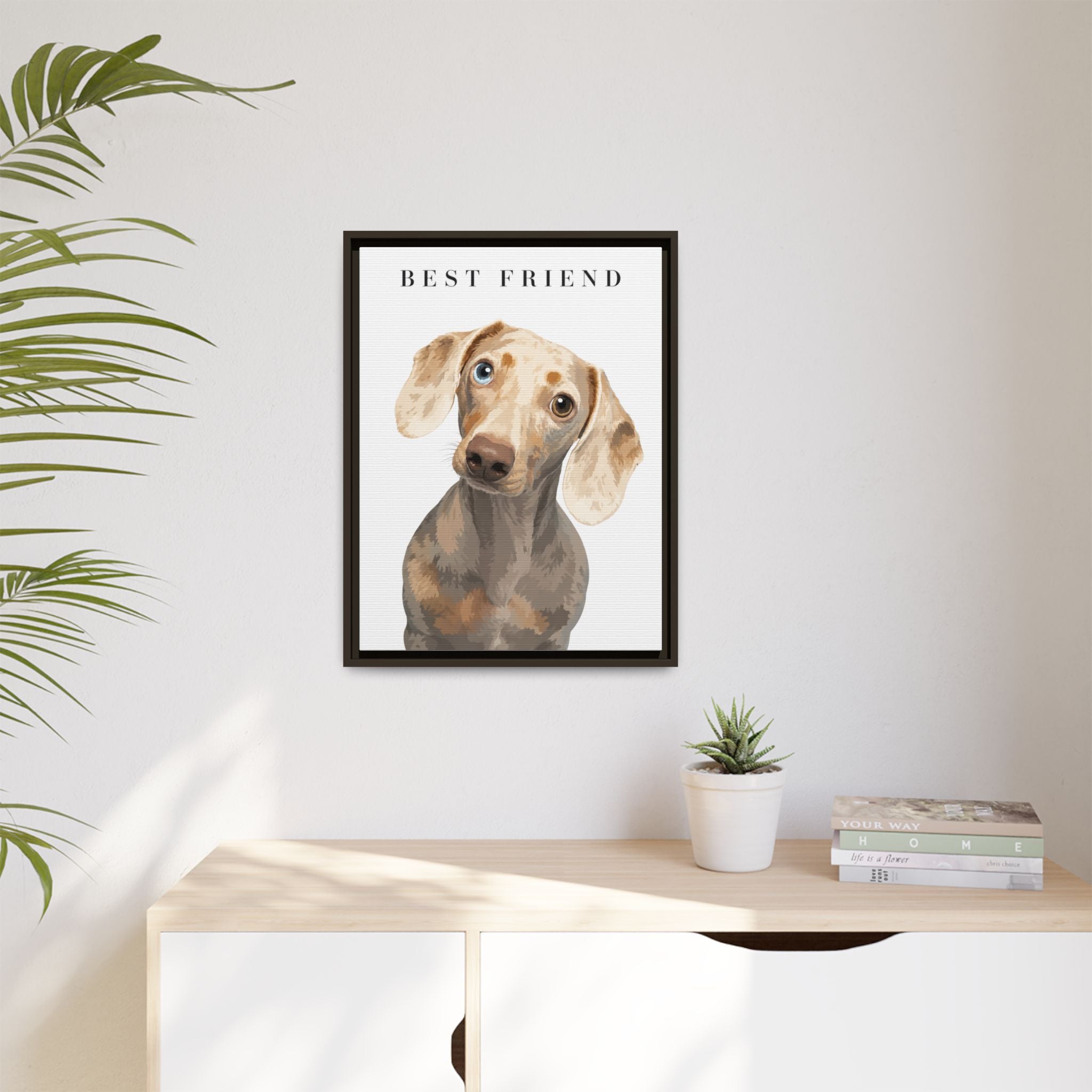 Modern Portrait Personalized Pet Framed Canvas — Custom Dog Portrait Framed Canvas Wall Art, Made to Order