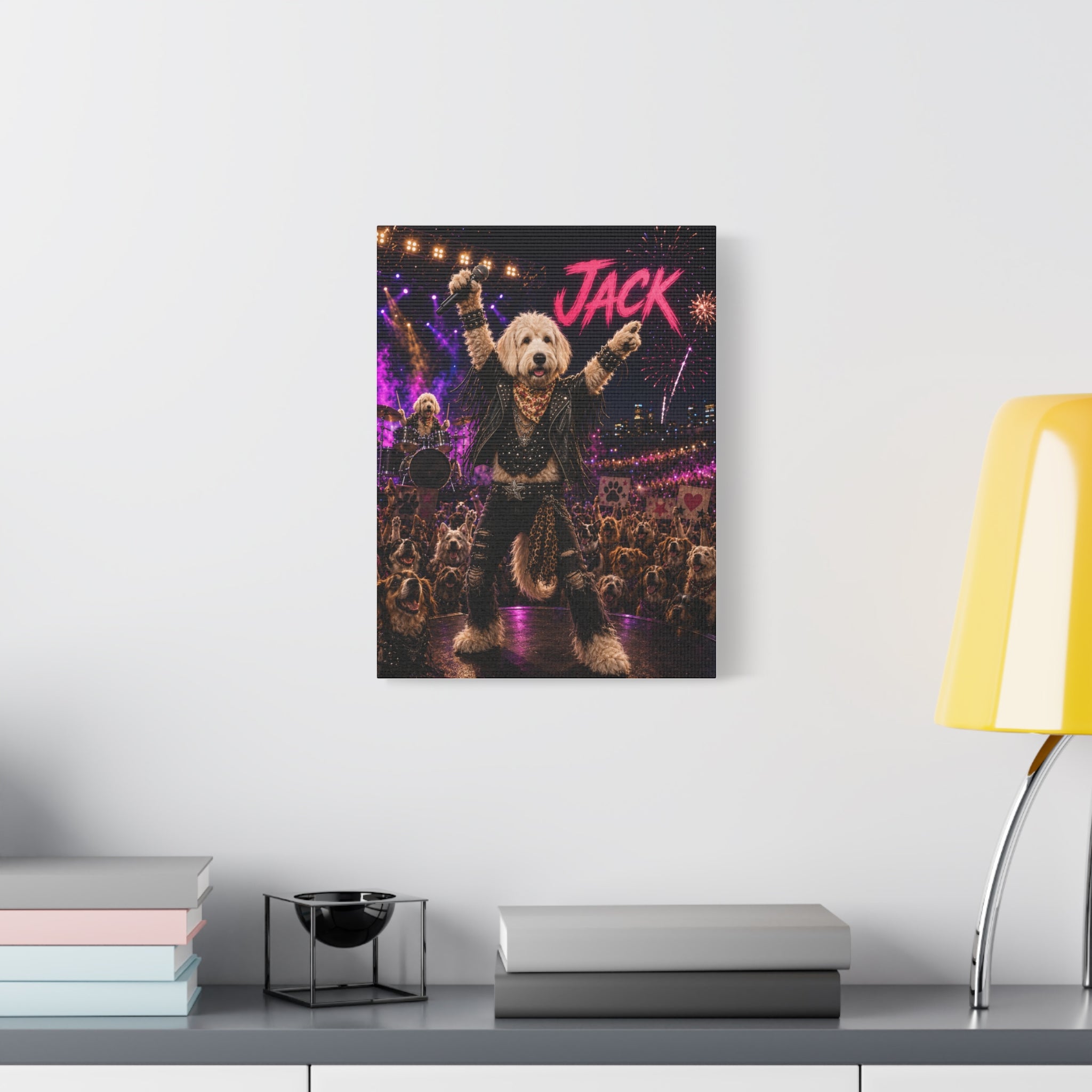 Rockstar Personalized Pet Canvas — Custom Dog Portrait Stretched Canvas Wall Art, Made to Order