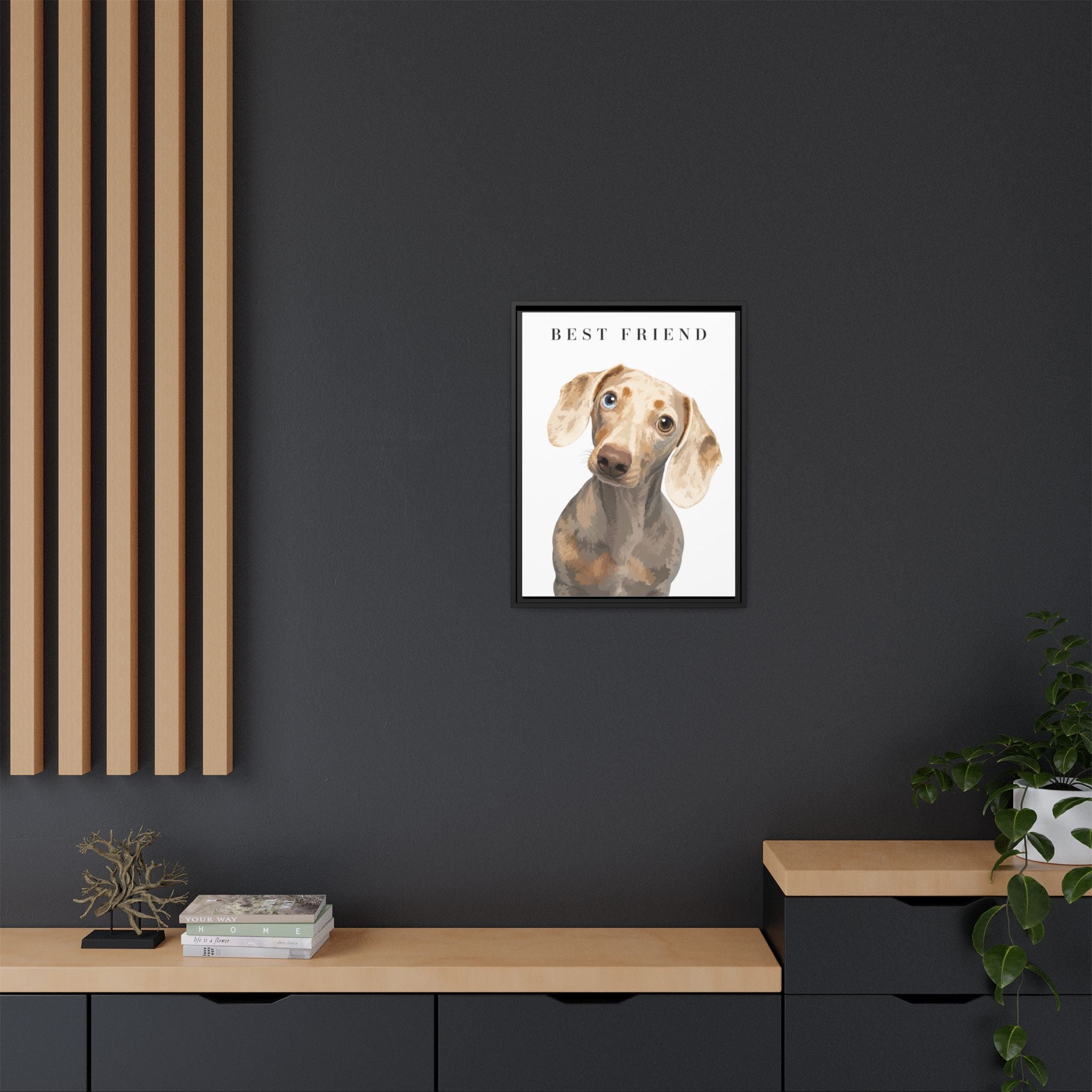 Modern Portrait Personalized Pet Framed Canvas — Custom Dog Portrait Framed Canvas Wall Art, Made to Order