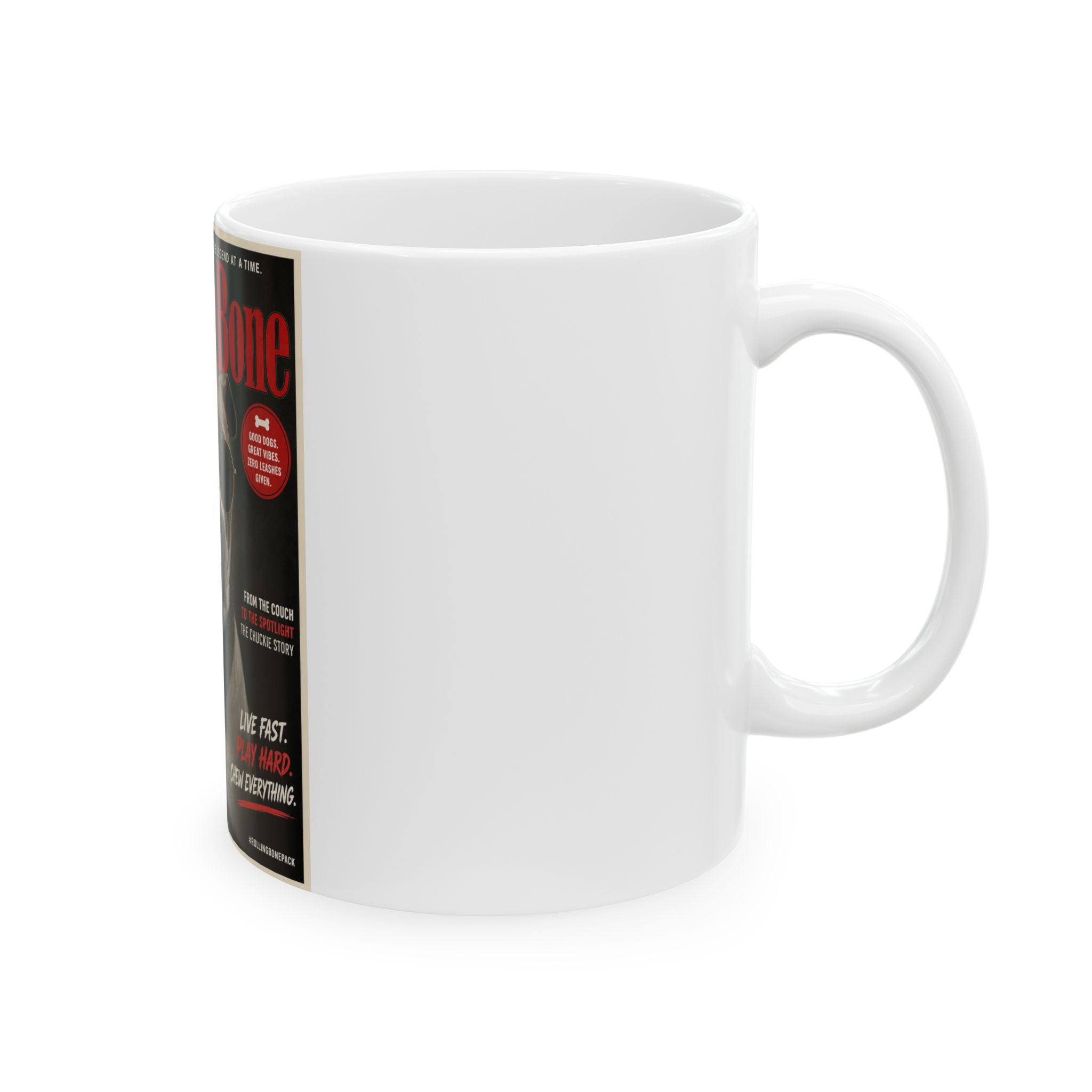 Rolling Bone Magazine Personalized Dog Ceramic Mug — Funny Cover Star Pet Coffee Cup, 11oz & 15oz