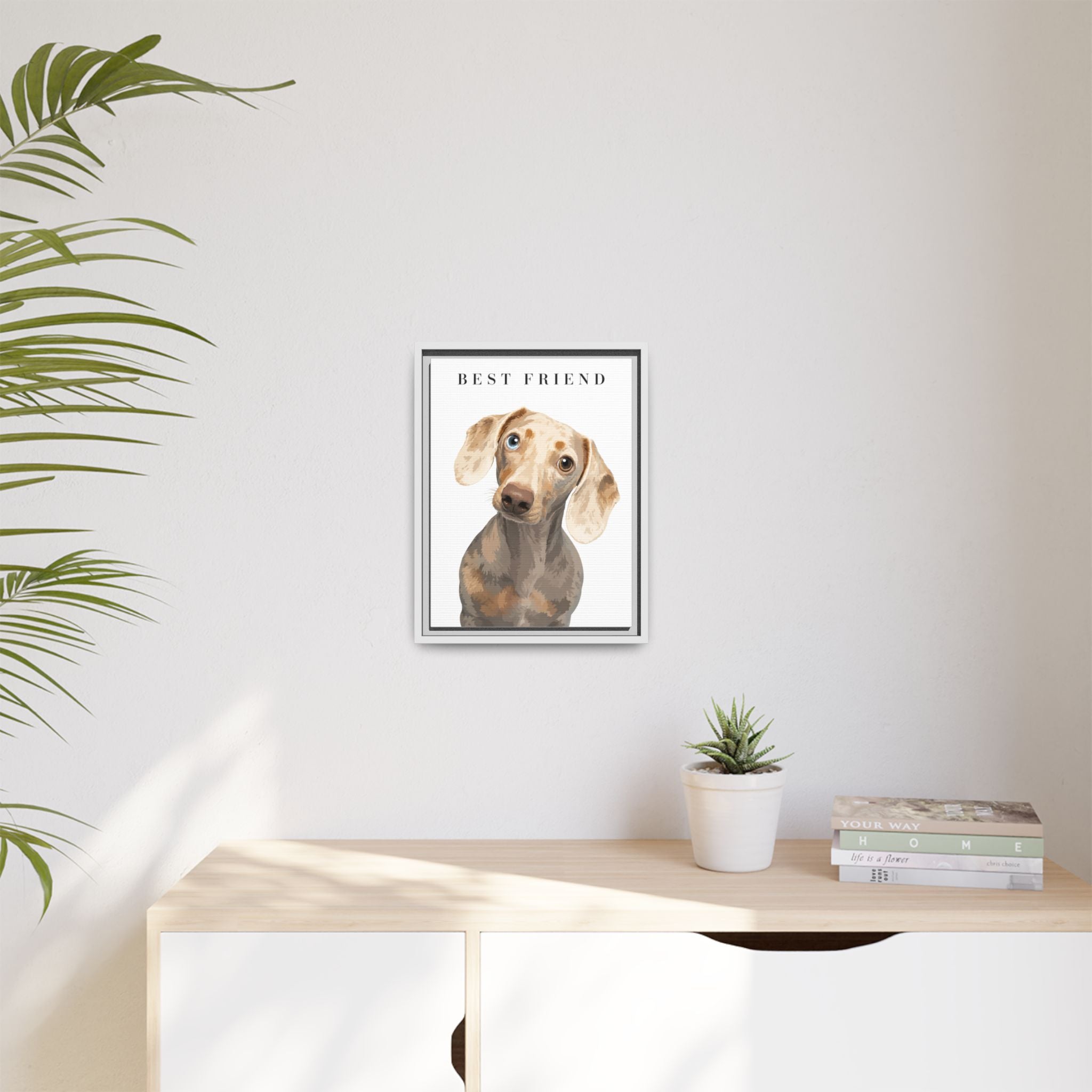 Modern Portrait Personalized Pet Framed Canvas — Custom Dog Portrait Framed Canvas Wall Art, Made to Order