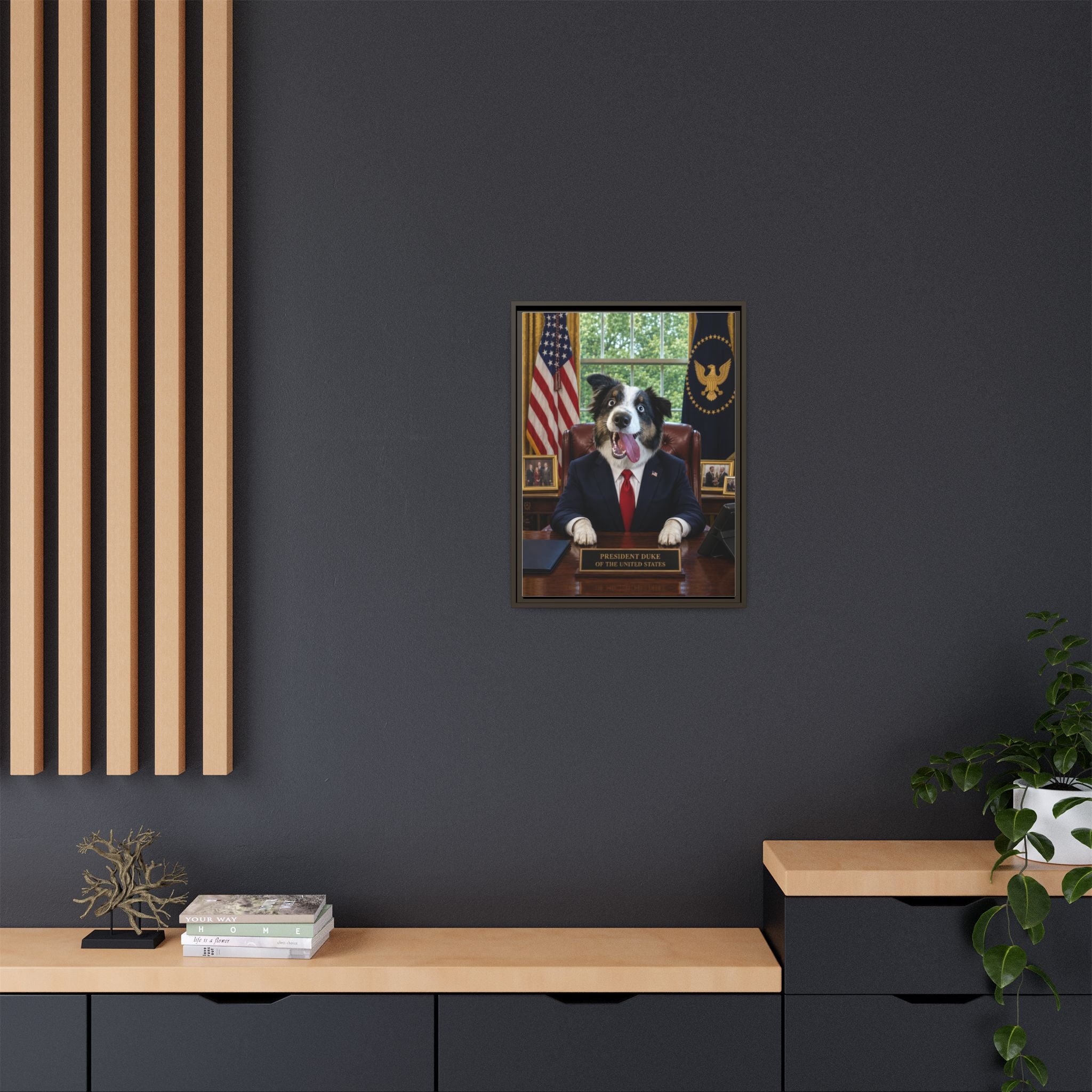 President Personalized Pet Framed Canvas — Custom Dog Portrait Framed Canvas Wall Art, Made to Order