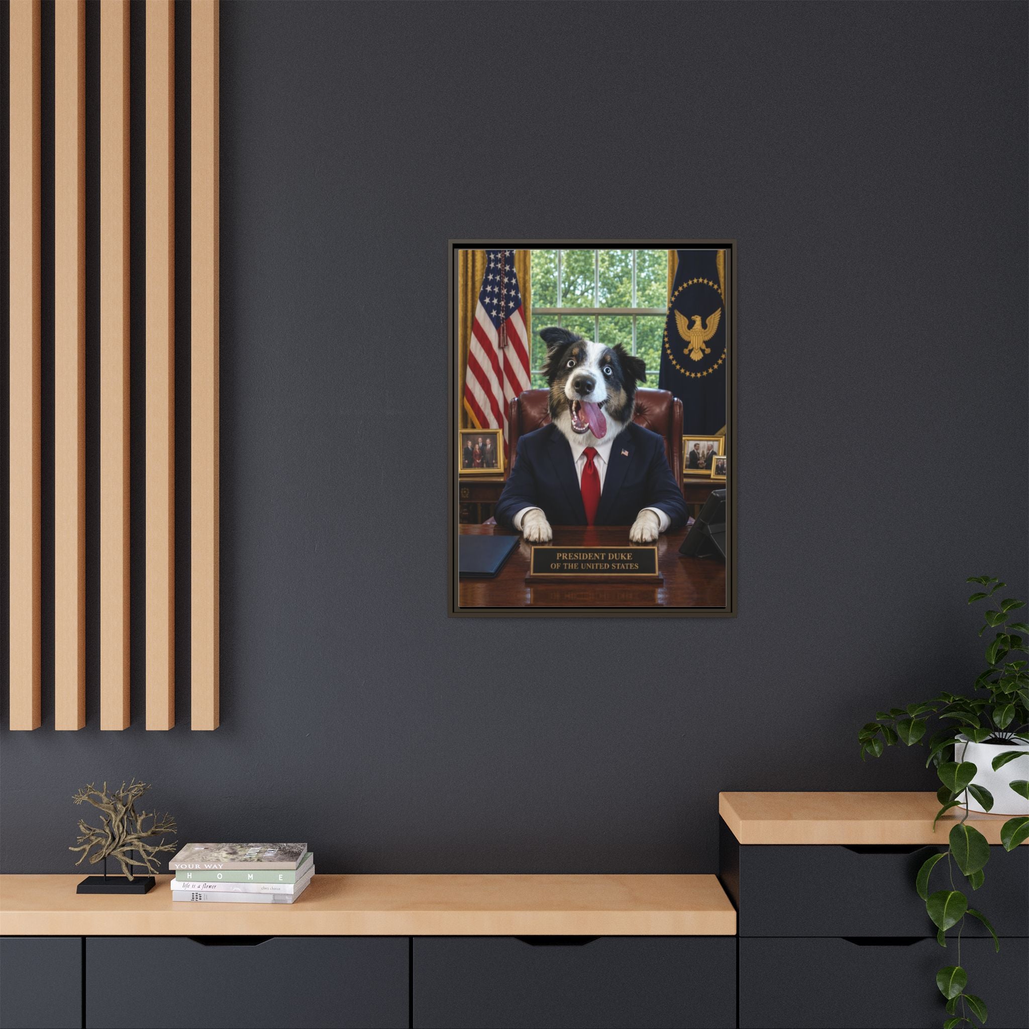 President Personalized Pet Framed Canvas — Custom Dog Portrait Framed Canvas Wall Art, Made to Order