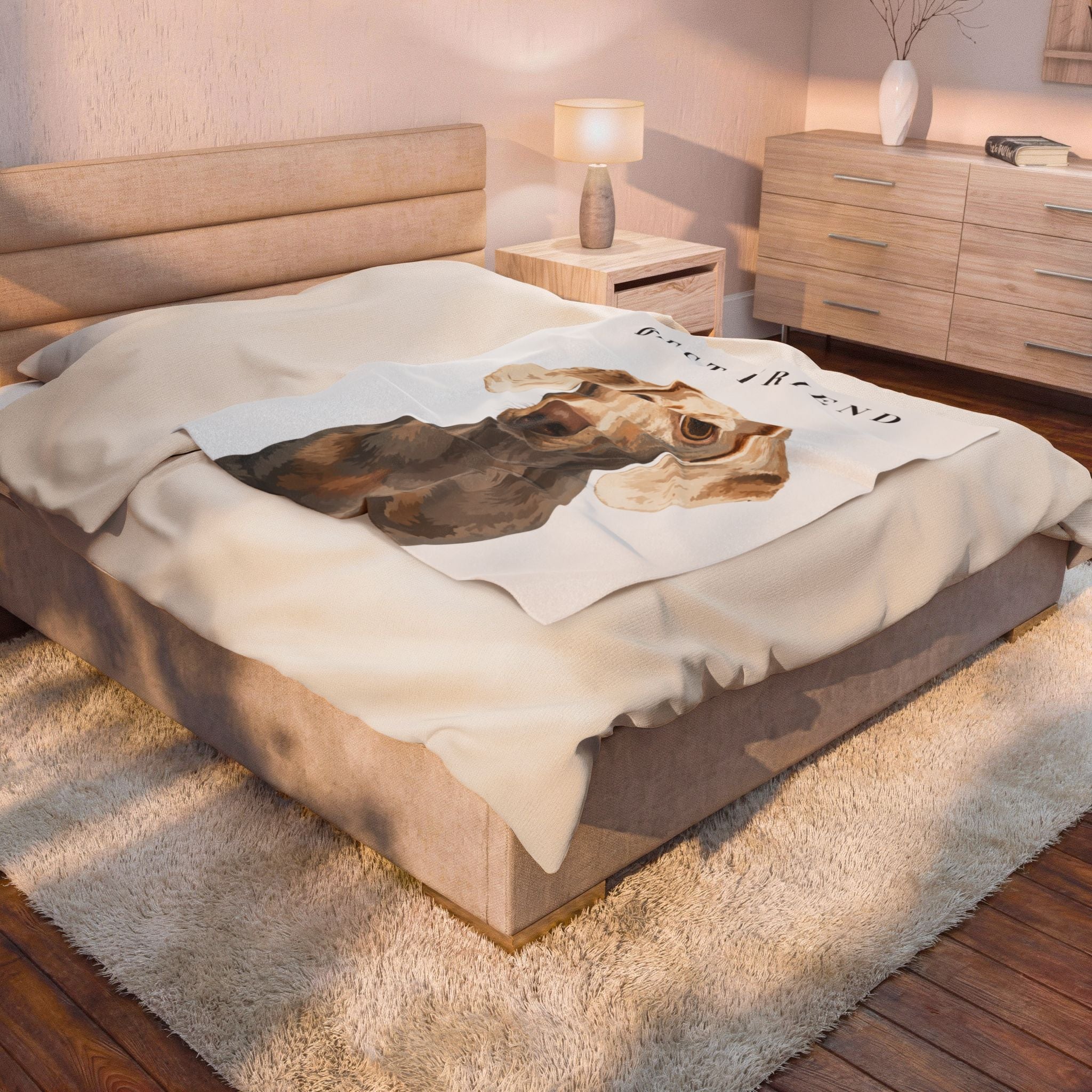 Modern Portrait Personalized Pet Blanket — Minimal Custom Pet Art Velveteen Plush Throw, 3 Sizes
