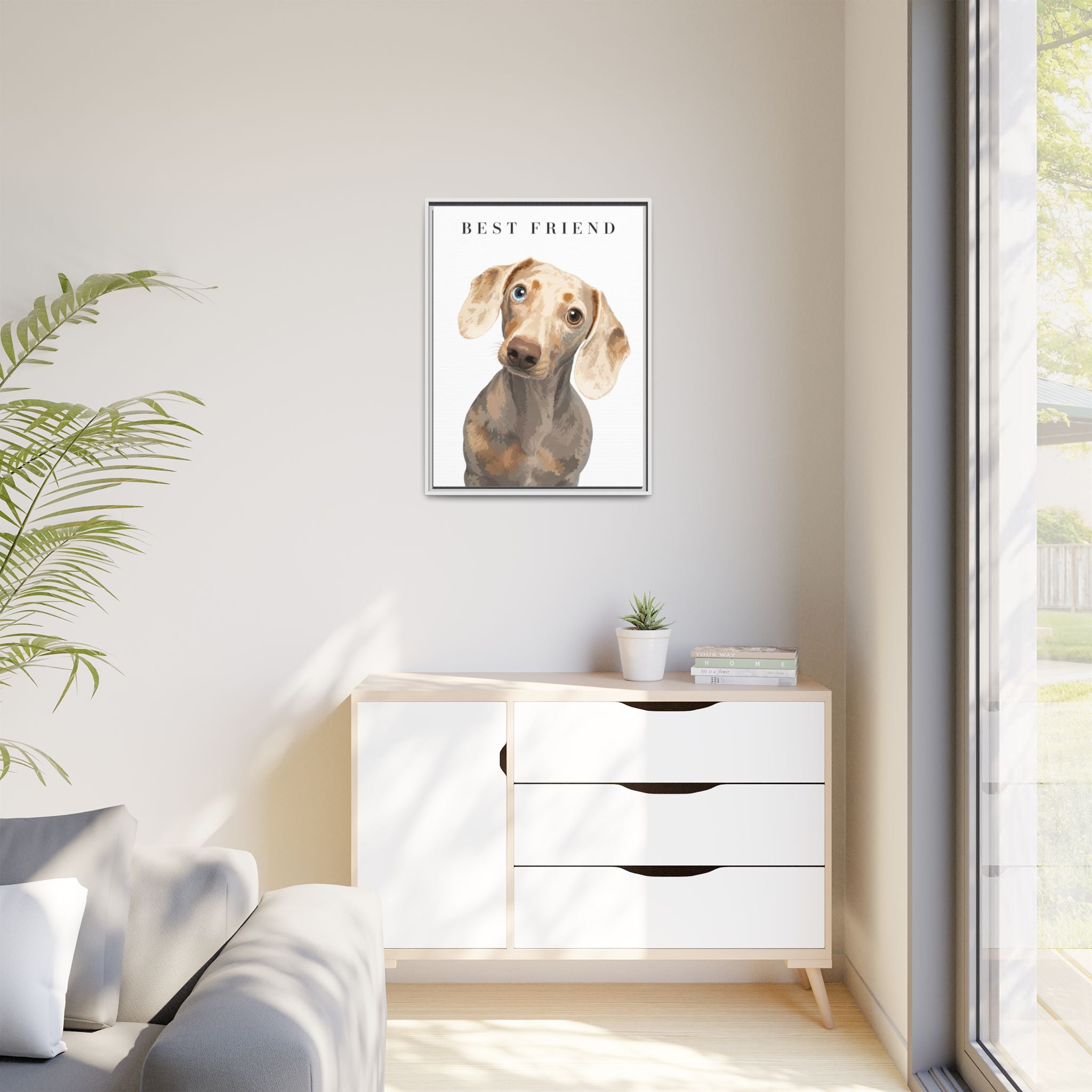 Modern Portrait Personalized Pet Framed Canvas — Custom Dog Portrait Framed Canvas Wall Art, Made to Order