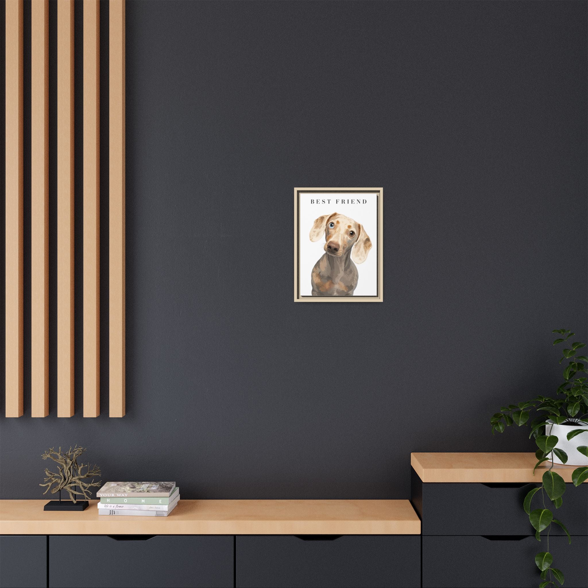 Modern Portrait Personalized Pet Framed Canvas — Custom Dog Portrait Framed Canvas Wall Art, Made to Order