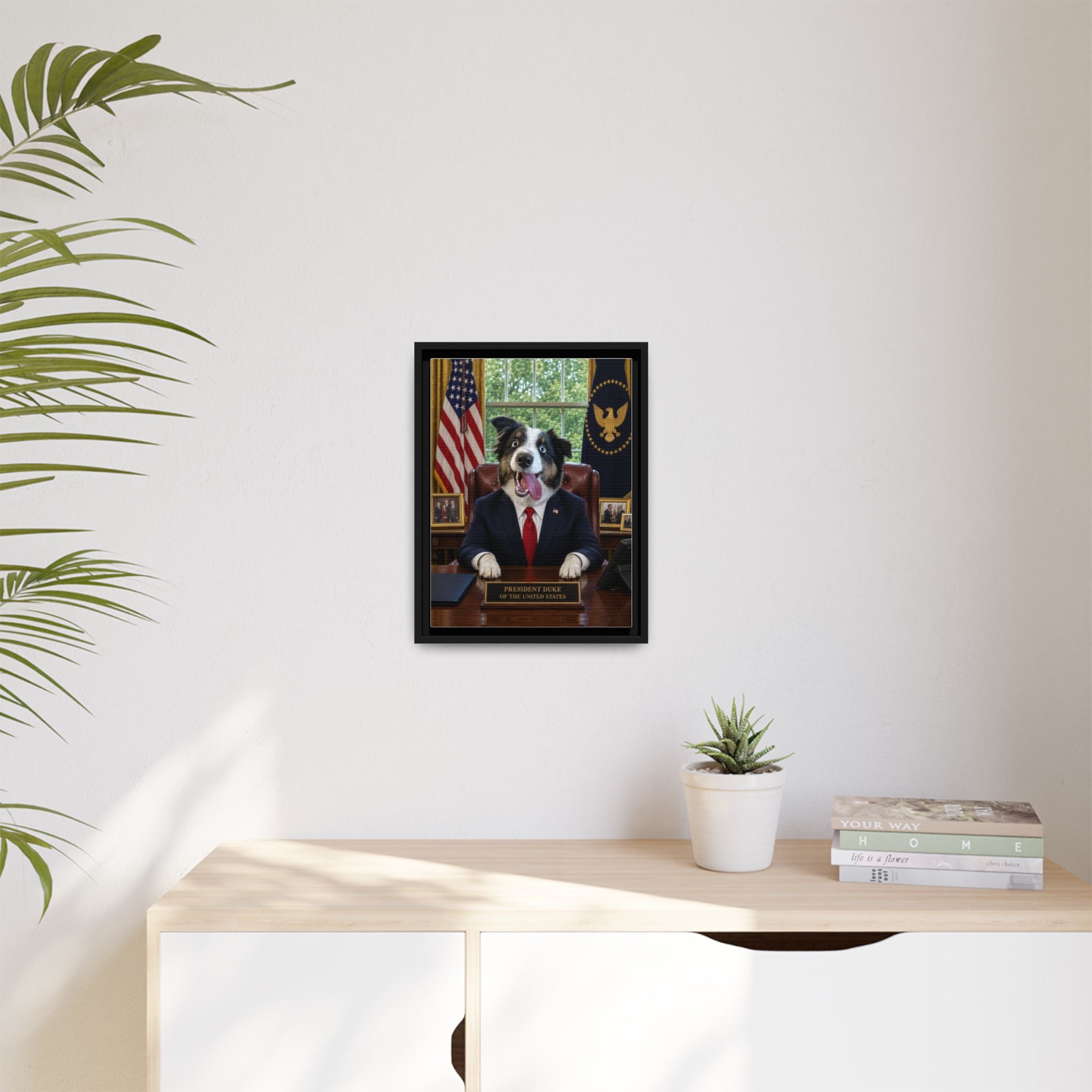 President Personalized Pet Framed Canvas — Custom Dog Portrait Framed Canvas Wall Art, Made to Order