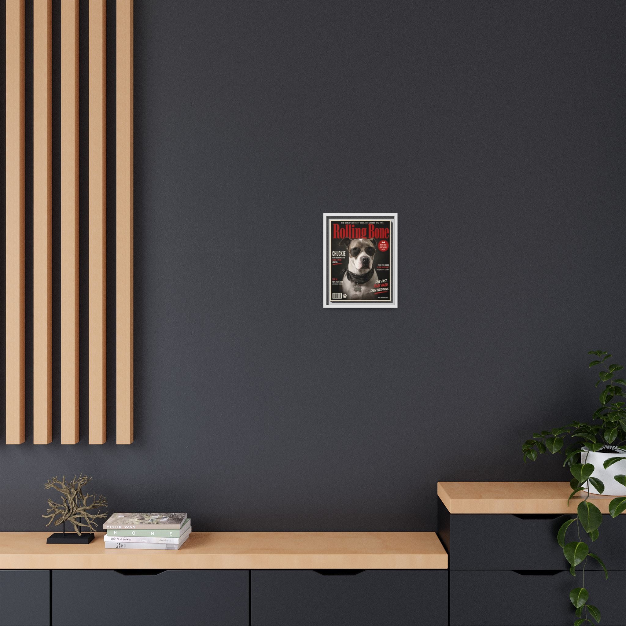 Rolling Bone Magazine Personalized Pet Framed Canvas — Custom Dog Portrait Framed Canvas Wall Art, Made to Order