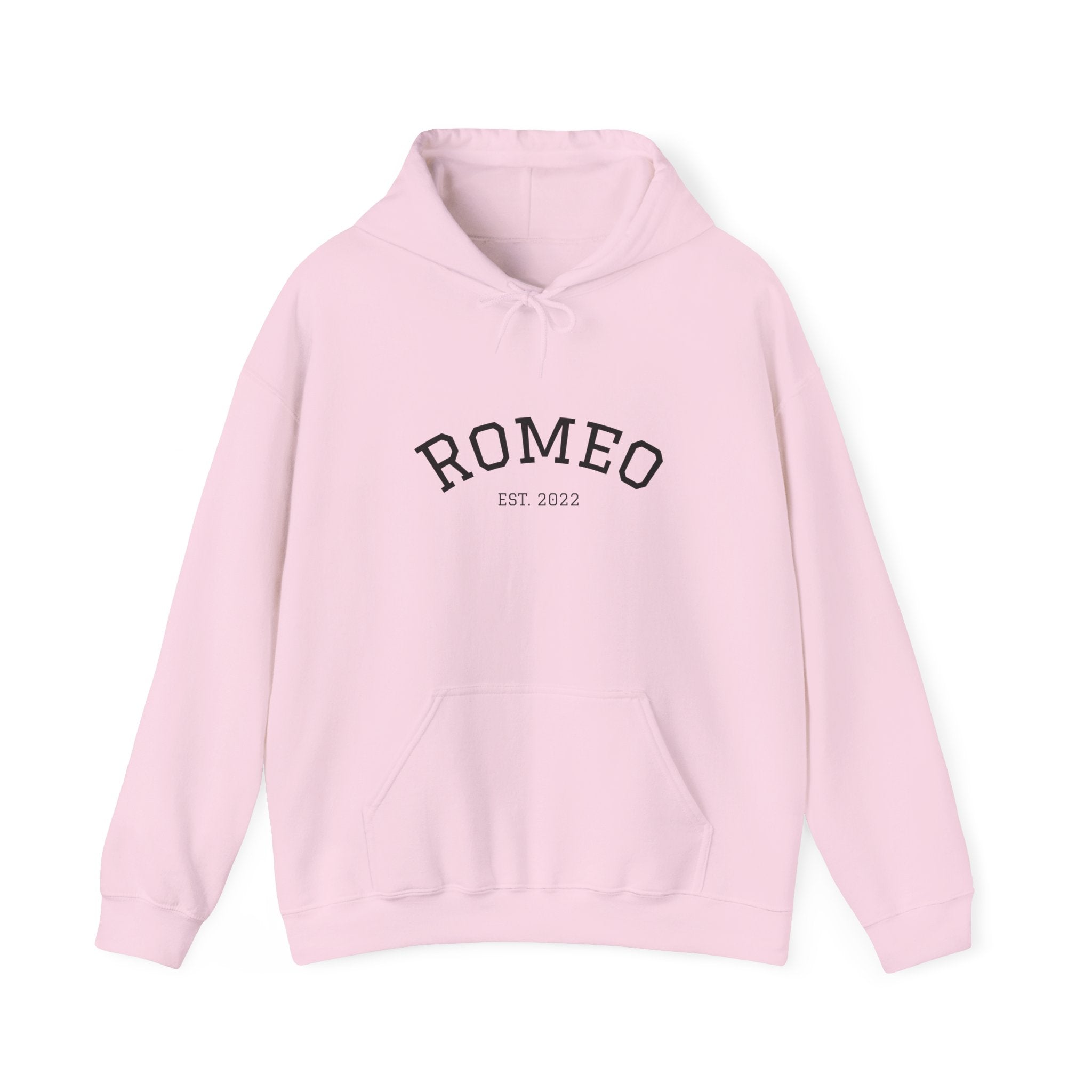 Romeo Personalized Dog Portrait Hoodie — "ROMEO" Front Text & Custom Back Pet Illustration