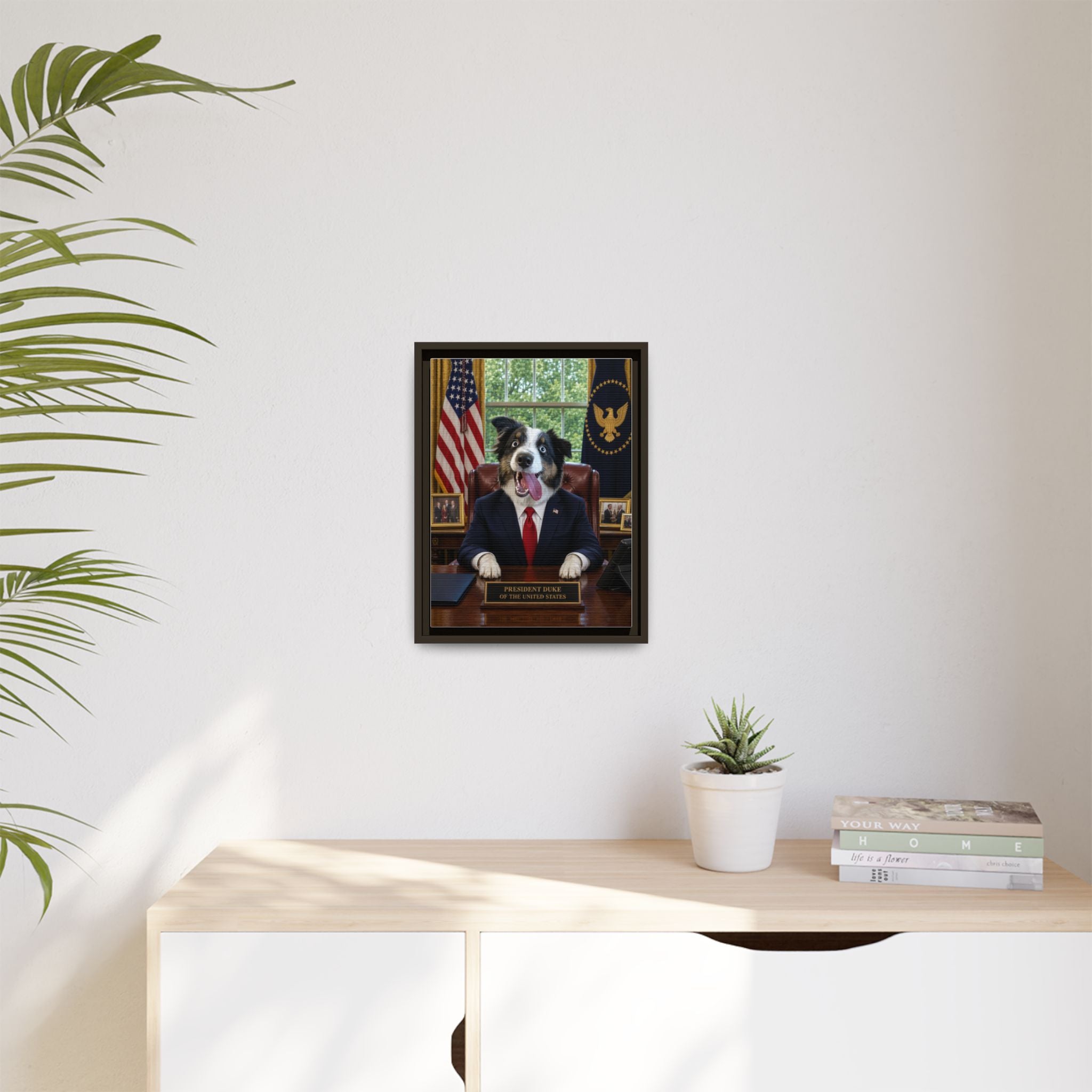 President Personalized Pet Framed Canvas — Custom Dog Portrait Framed Canvas Wall Art, Made to Order