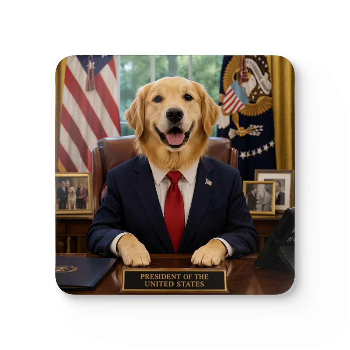 Custom Pet Portrait Cork Coaster Set (4-Pack)
