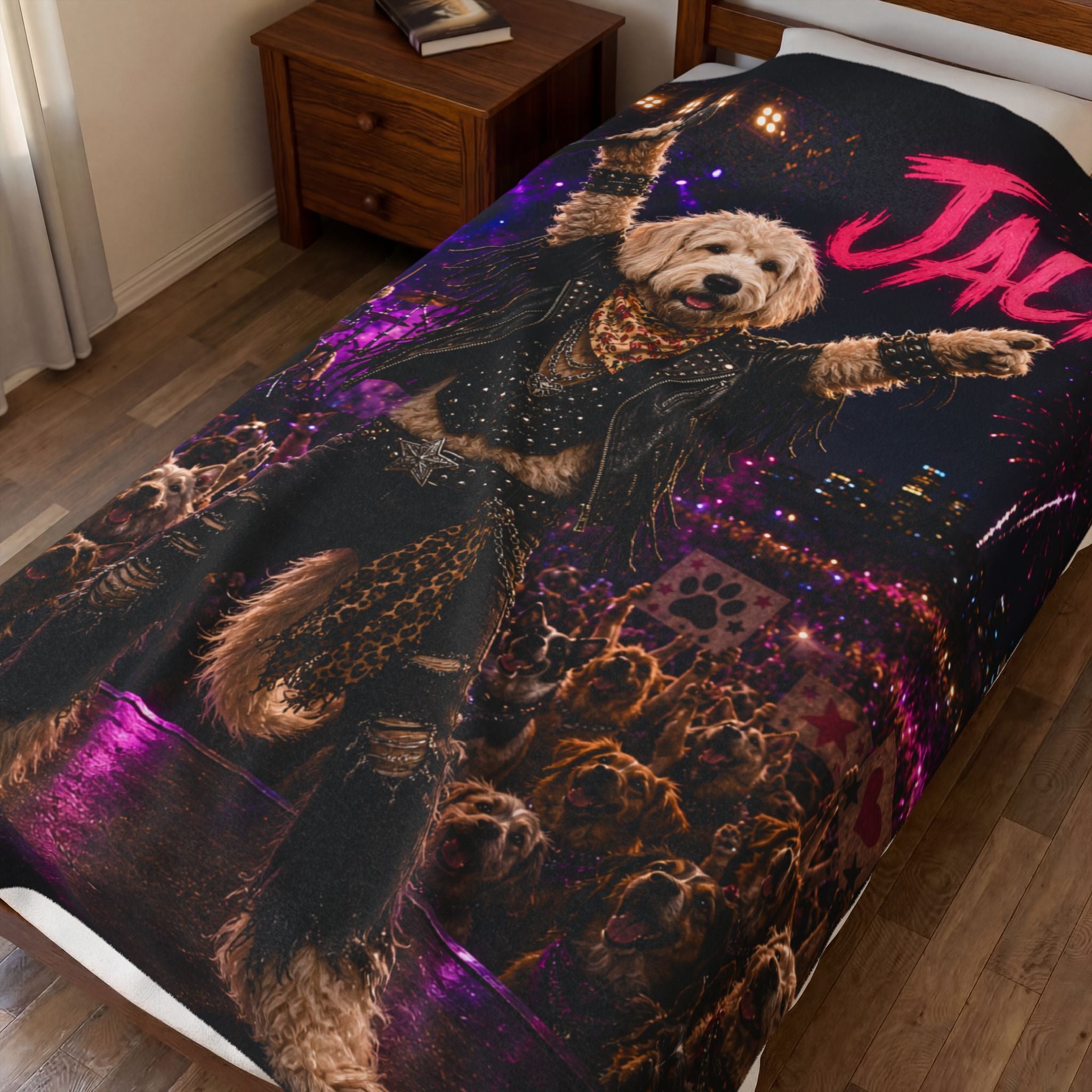 Rockstar Personalized Pet Blanket — Funny Concert Pet Velveteen Plush Throw, 3 Sizes