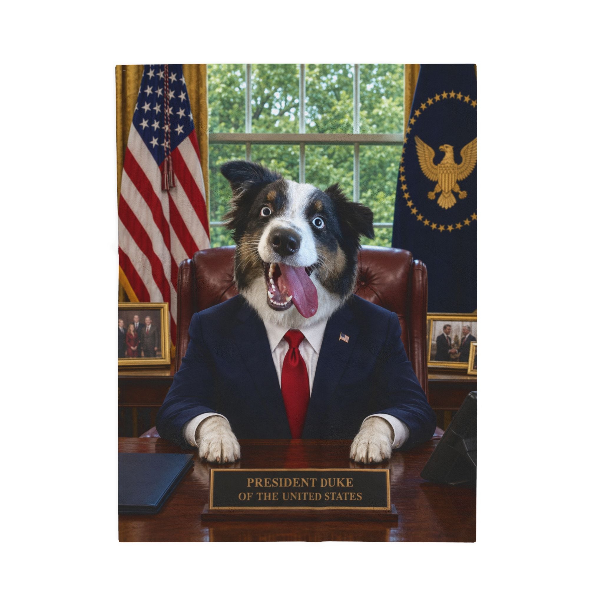 President Personalized Pet Blanket — Funny Oval Office Pet Velveteen Plush Throw, 3 Sizes