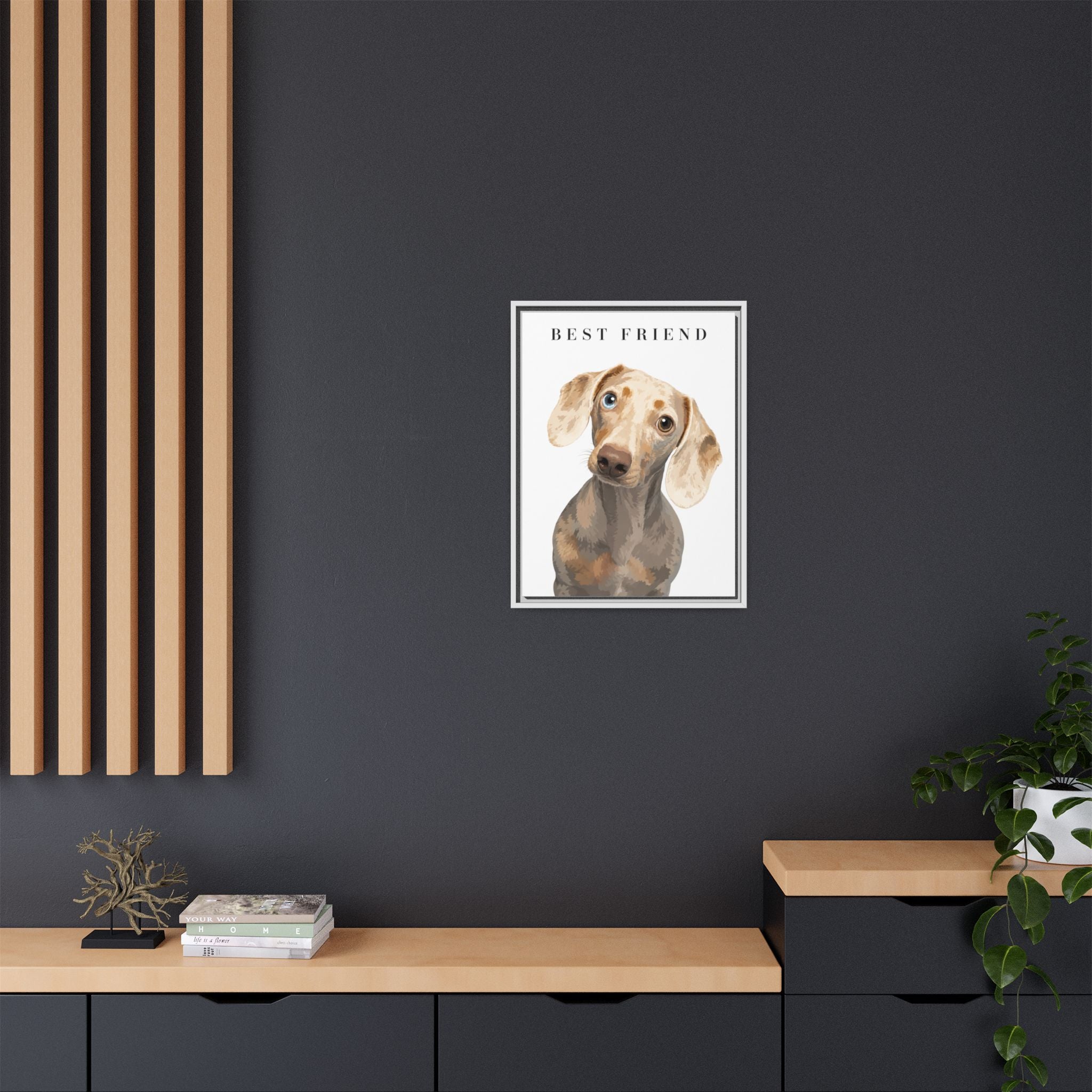 Modern Portrait Personalized Pet Framed Canvas — Custom Dog Portrait Framed Canvas Wall Art, Made to Order