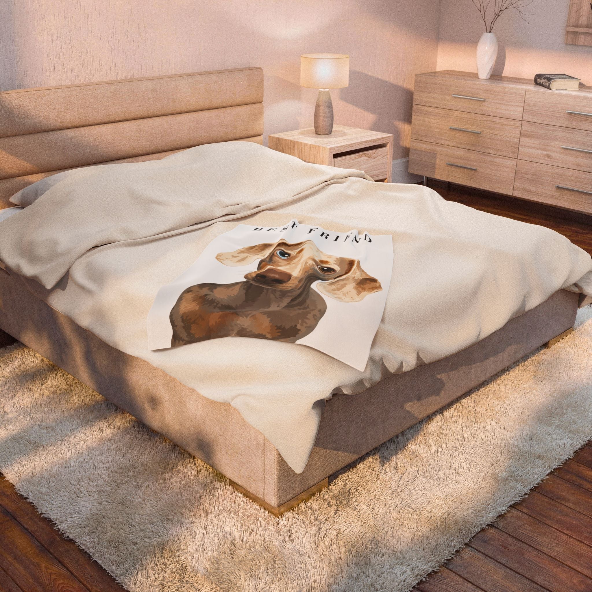 Modern Portrait Personalized Pet Blanket — Minimal Custom Pet Art Velveteen Plush Throw, 3 Sizes