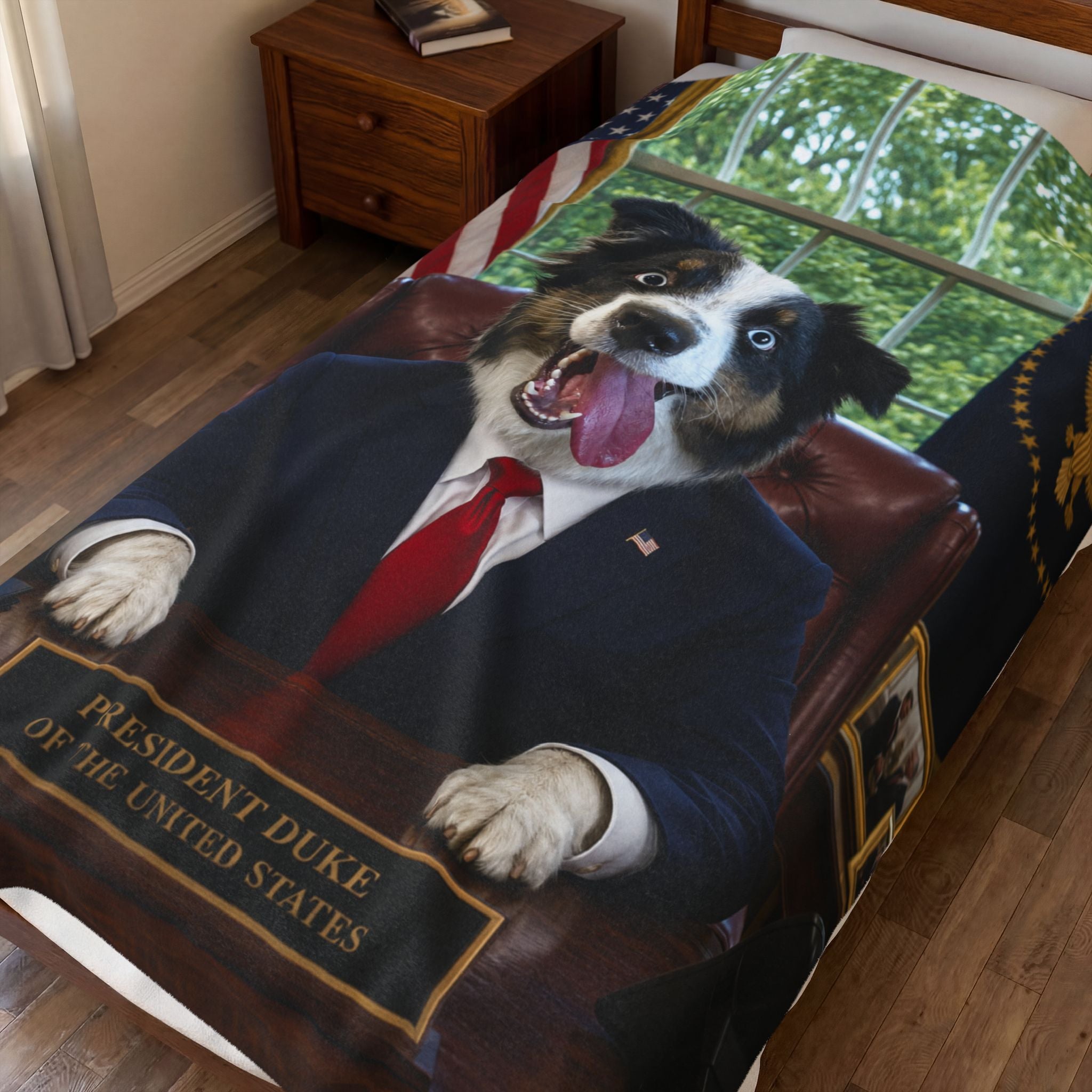 President Personalized Pet Blanket — Funny Oval Office Pet Velveteen Plush Throw, 3 Sizes