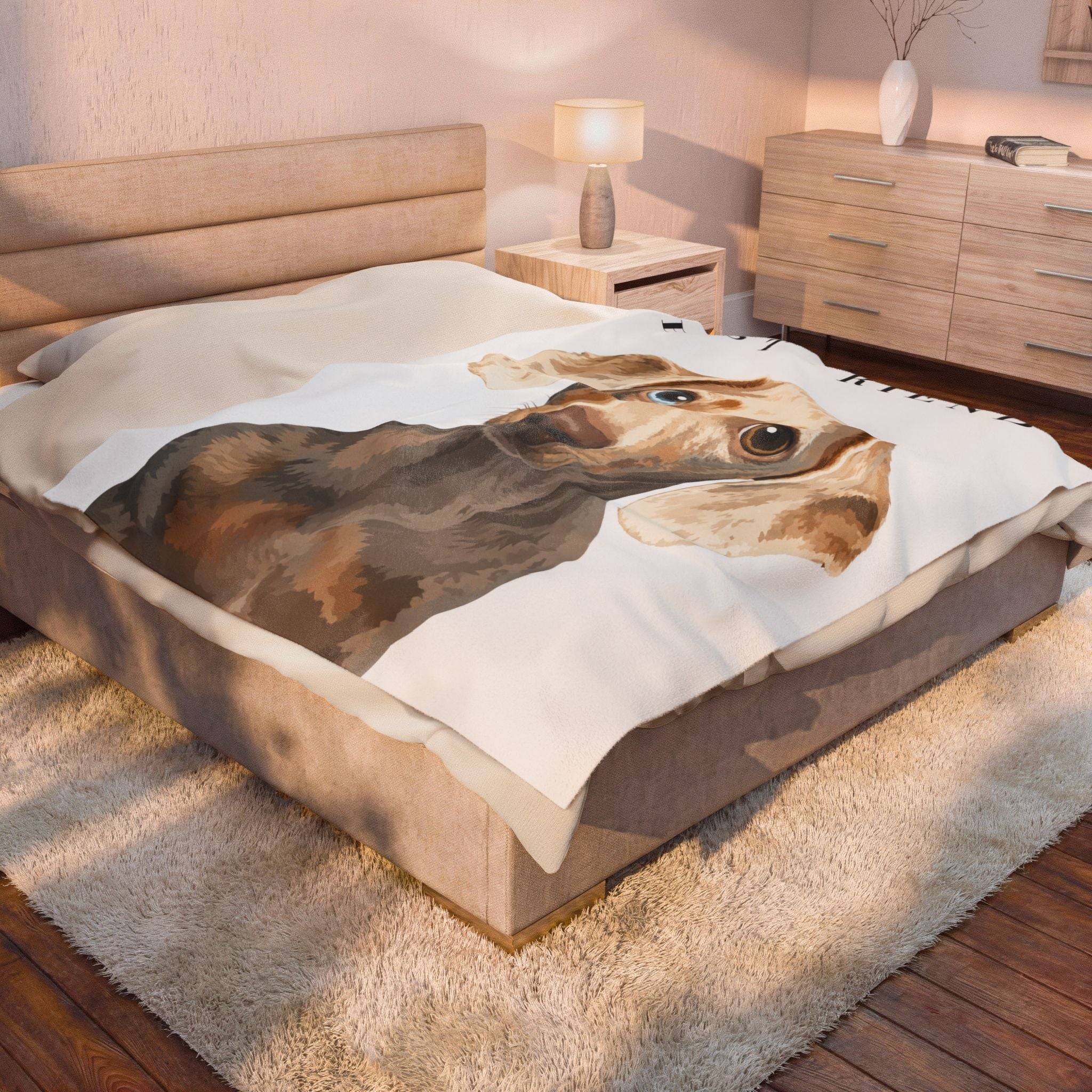 Modern Portrait Personalized Pet Blanket — Minimal Custom Pet Art Velveteen Plush Throw, 3 Sizes