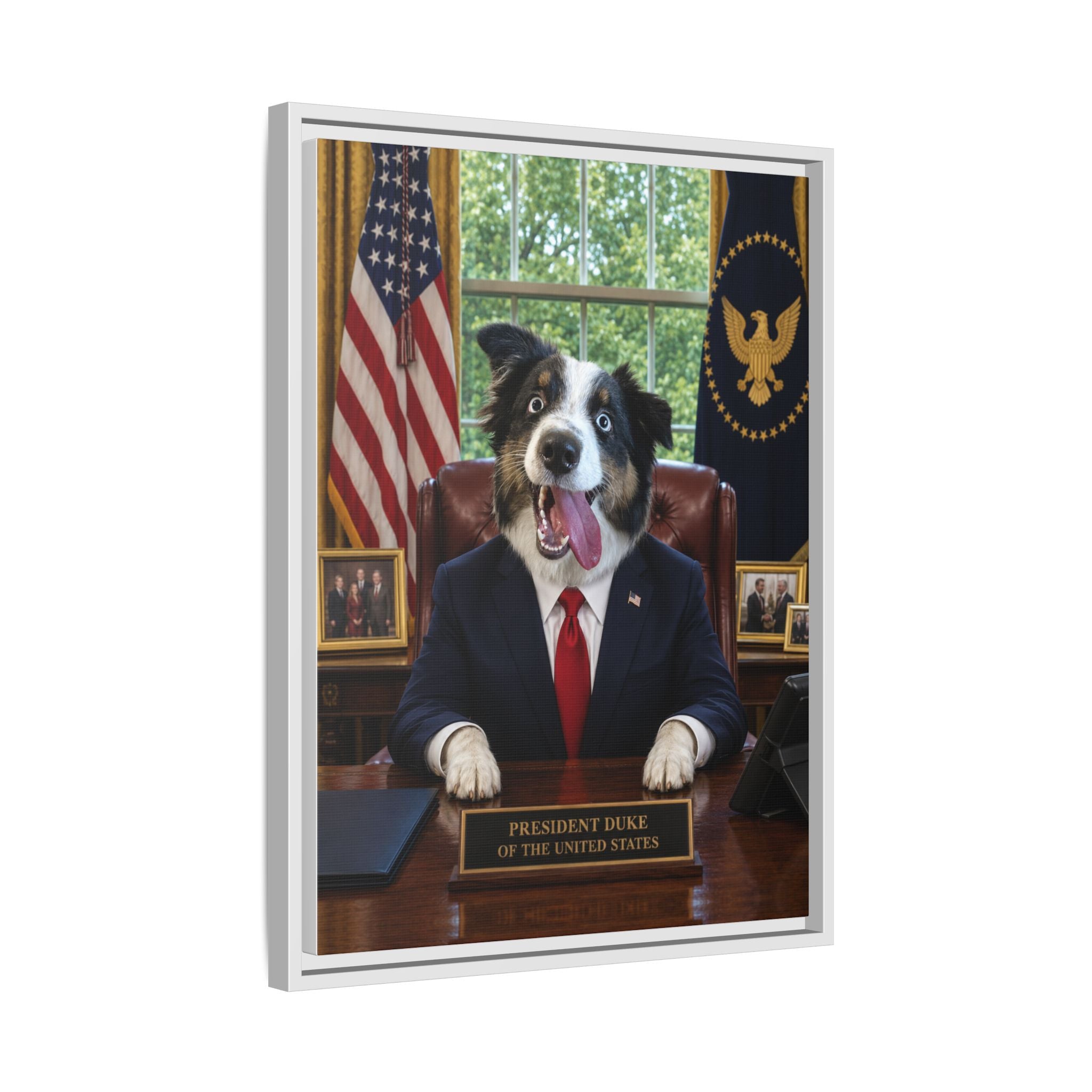 President Personalized Pet Framed Canvas — Custom Dog Portrait Framed Canvas Wall Art, Made to Order