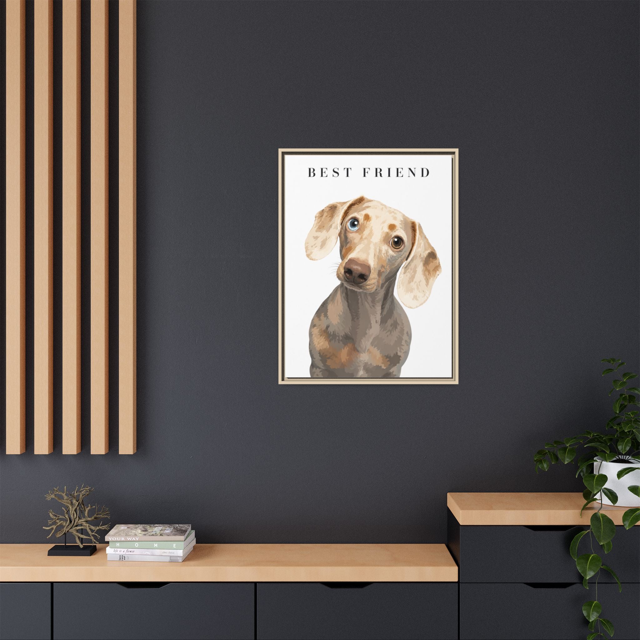 Modern Portrait Personalized Pet Framed Canvas — Custom Dog Portrait Framed Canvas Wall Art, Made to Order