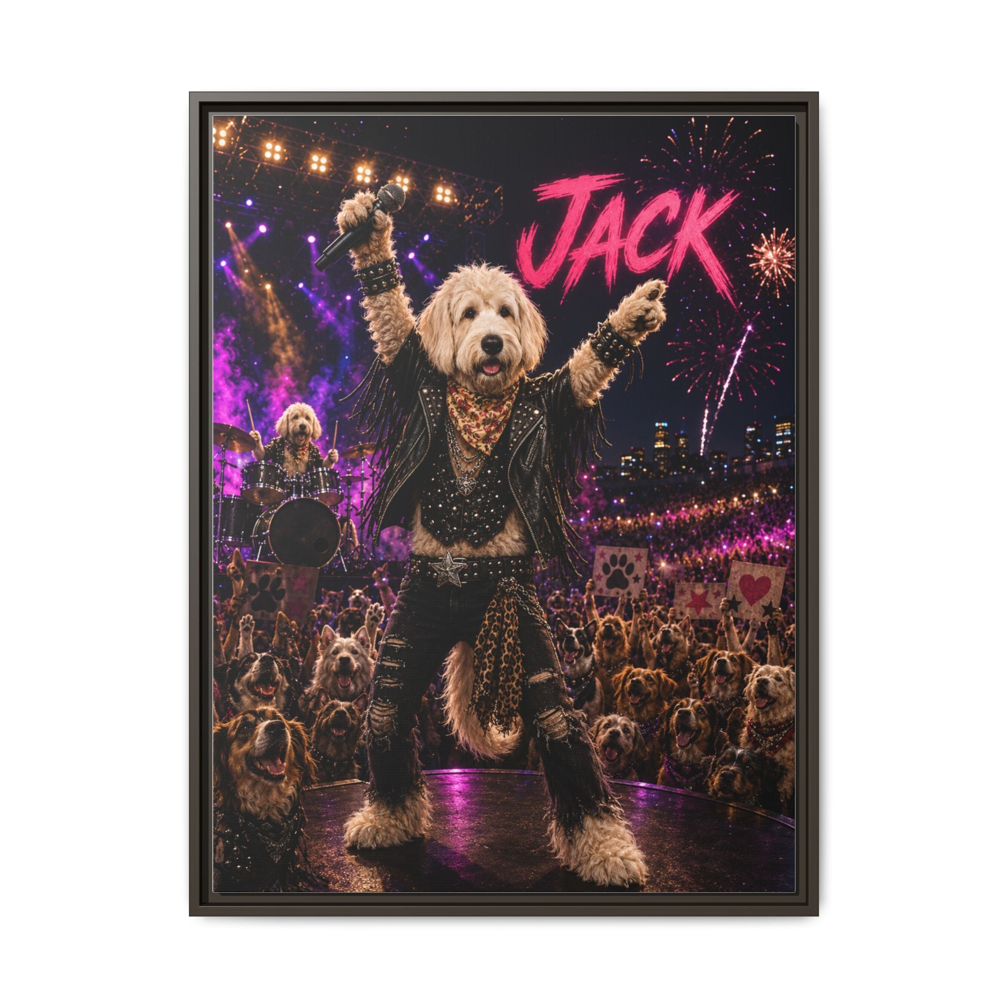 Rockstar Personalized Pet Framed Canvas — Custom Dog Portrait Framed Canvas Wall Art, Made to Order