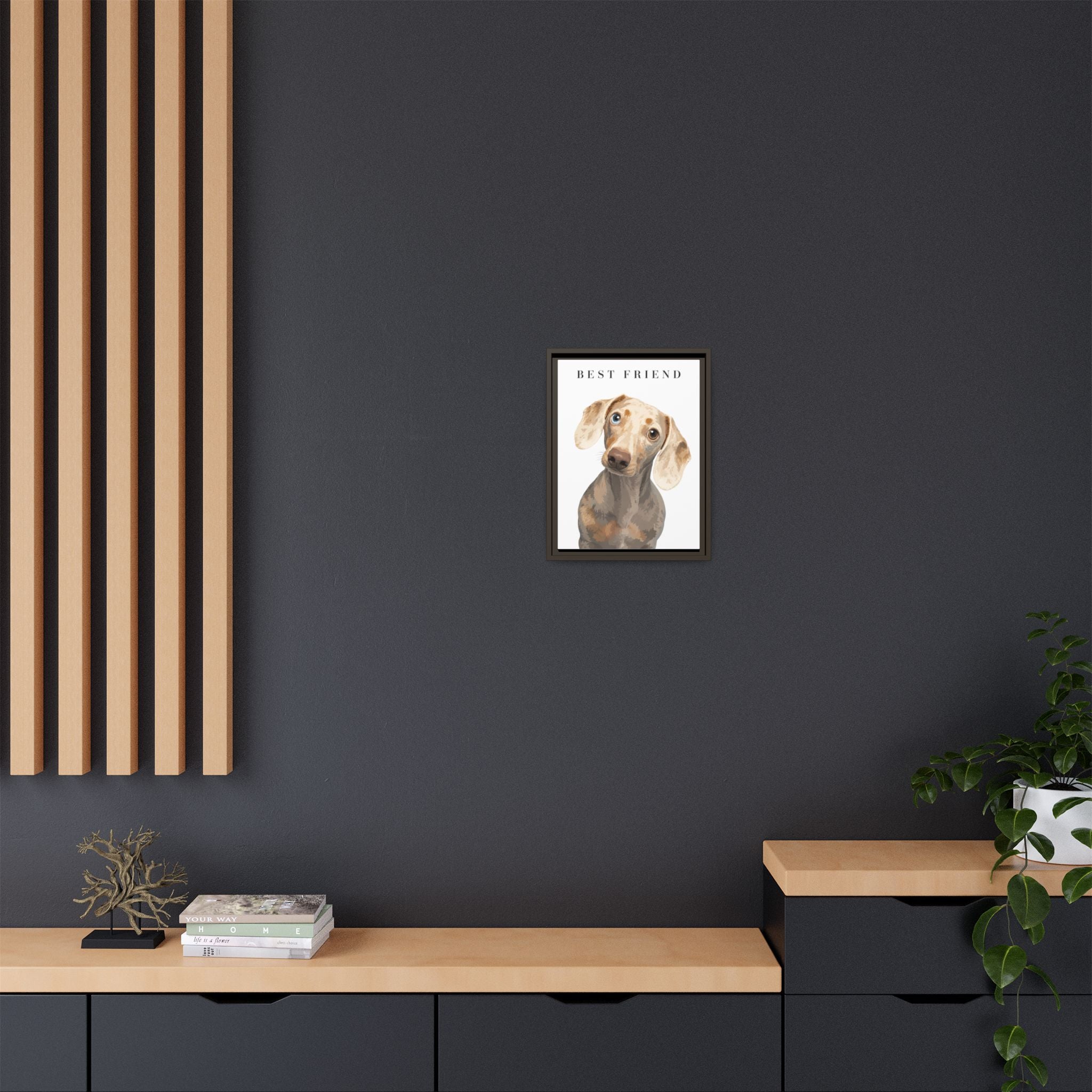 Modern Portrait Personalized Pet Framed Canvas — Custom Dog Portrait Framed Canvas Wall Art, Made to Order