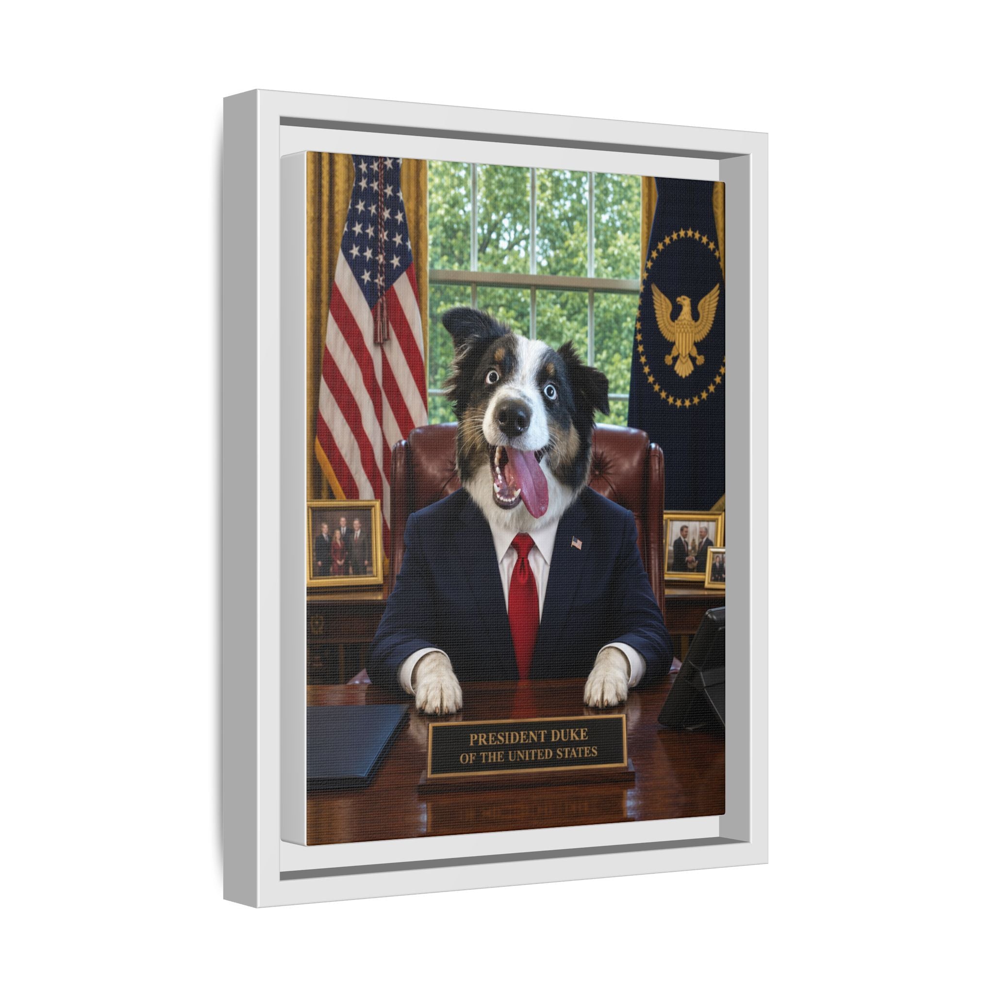 President Personalized Pet Framed Canvas — Custom Dog Portrait Framed Canvas Wall Art, Made to Order