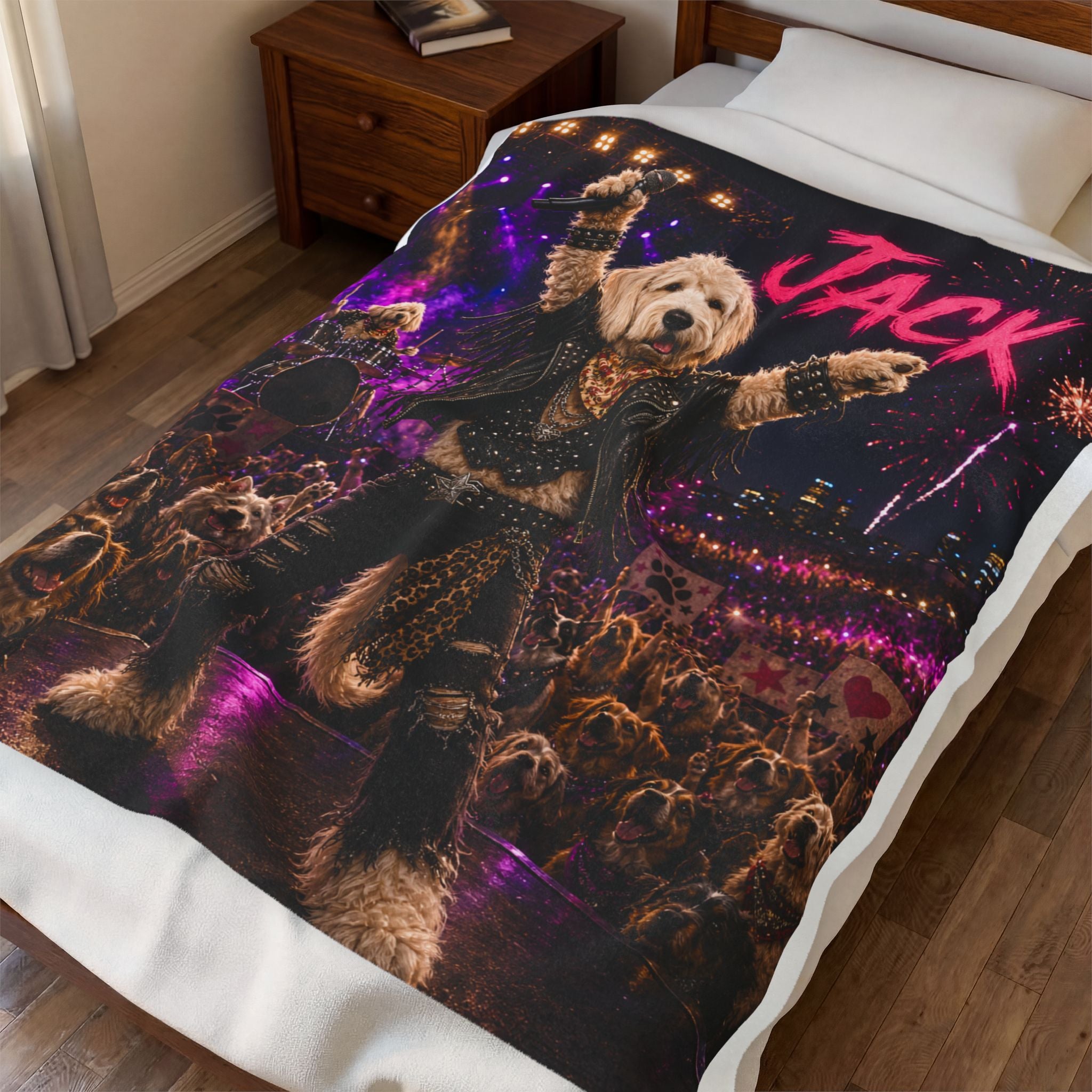 Rockstar Personalized Pet Blanket — Funny Concert Pet Velveteen Plush Throw, 3 Sizes