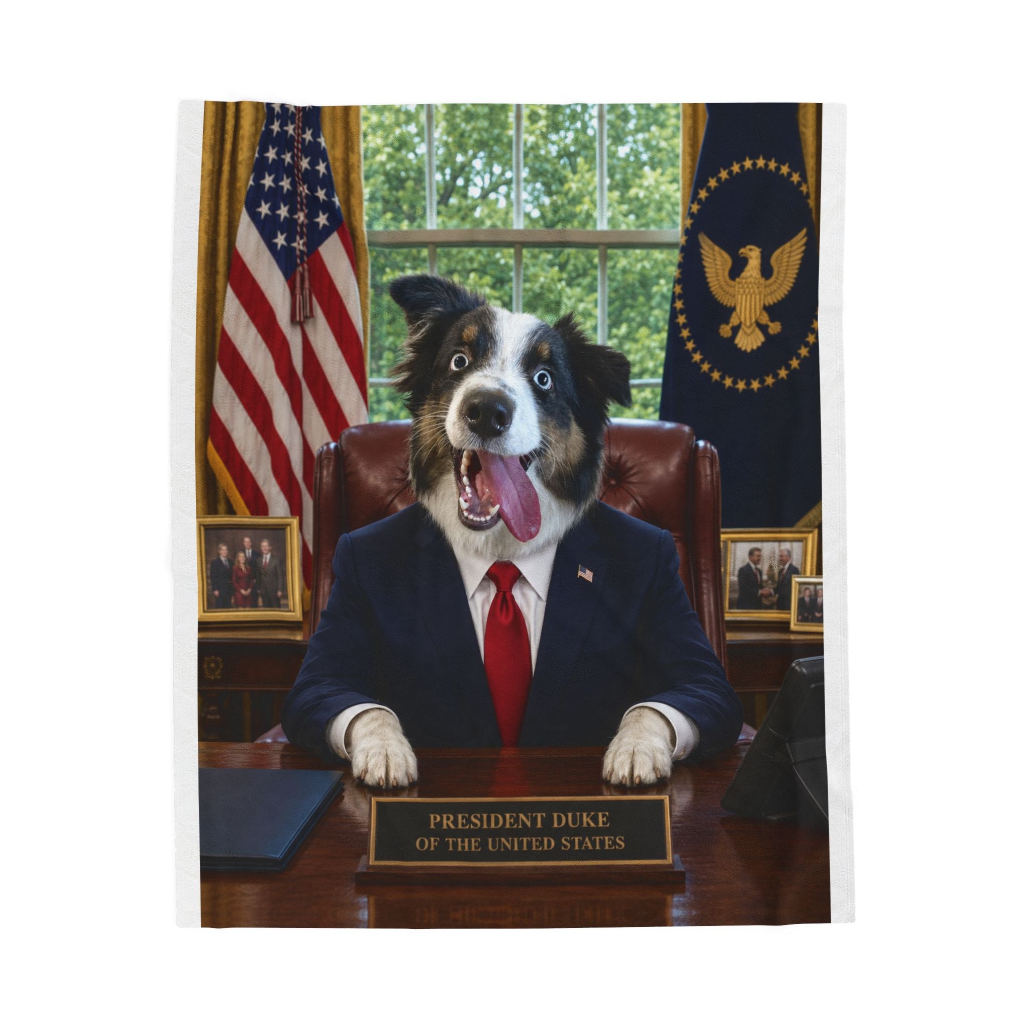 President Personalized Pet Blanket — Funny Oval Office Pet Velveteen Plush Throw, 3 Sizes