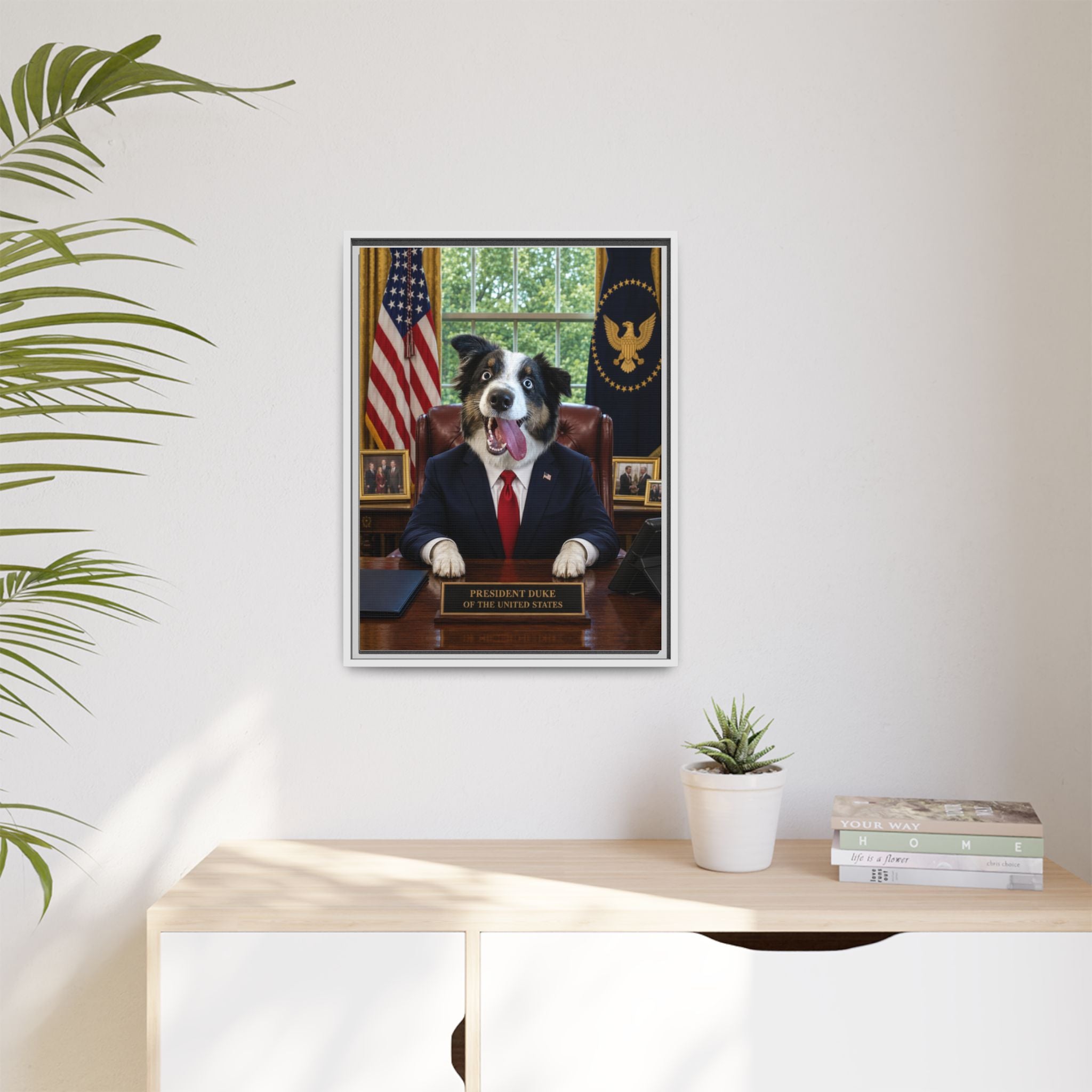 President Personalized Pet Framed Canvas — Custom Dog Portrait Framed Canvas Wall Art, Made to Order