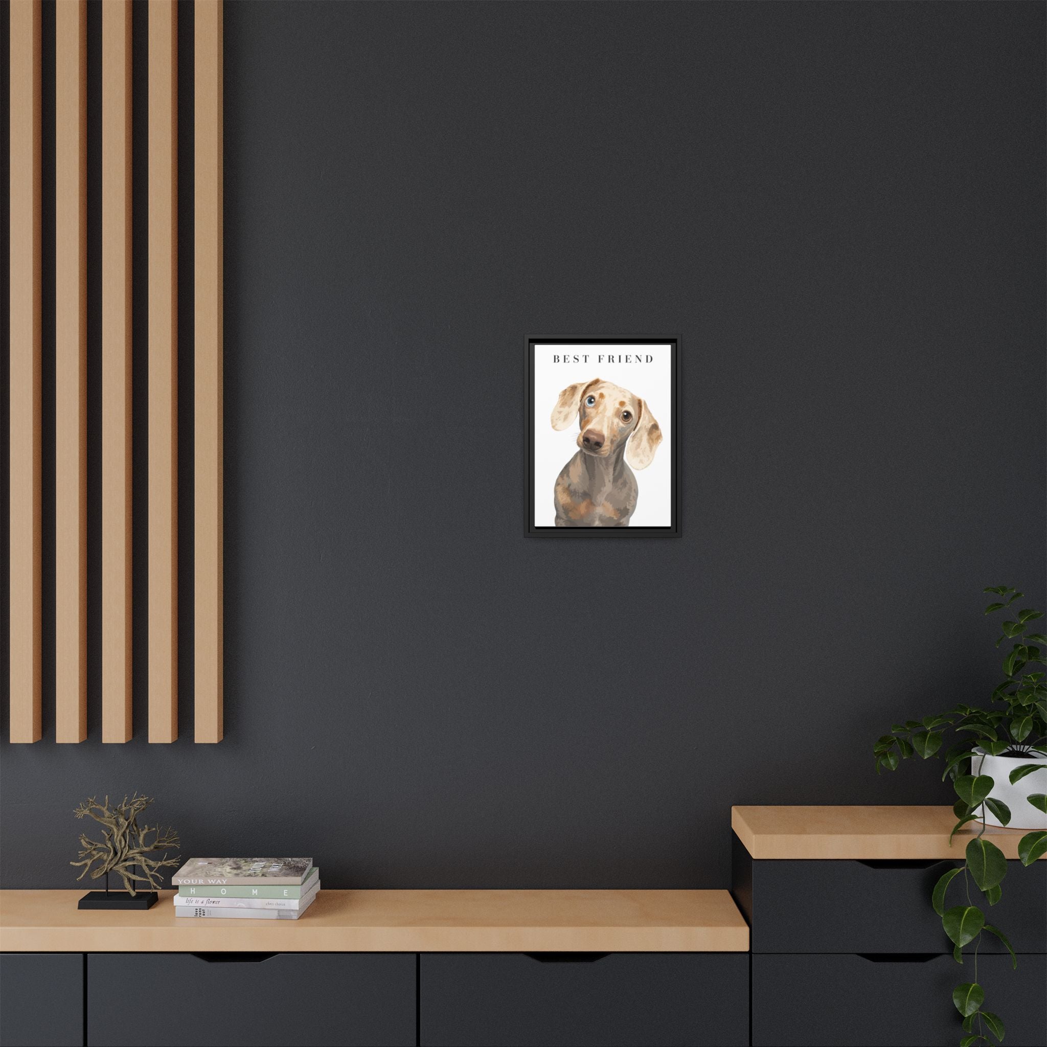 Modern Portrait Personalized Pet Framed Canvas — Custom Dog Portrait Framed Canvas Wall Art, Made to Order
