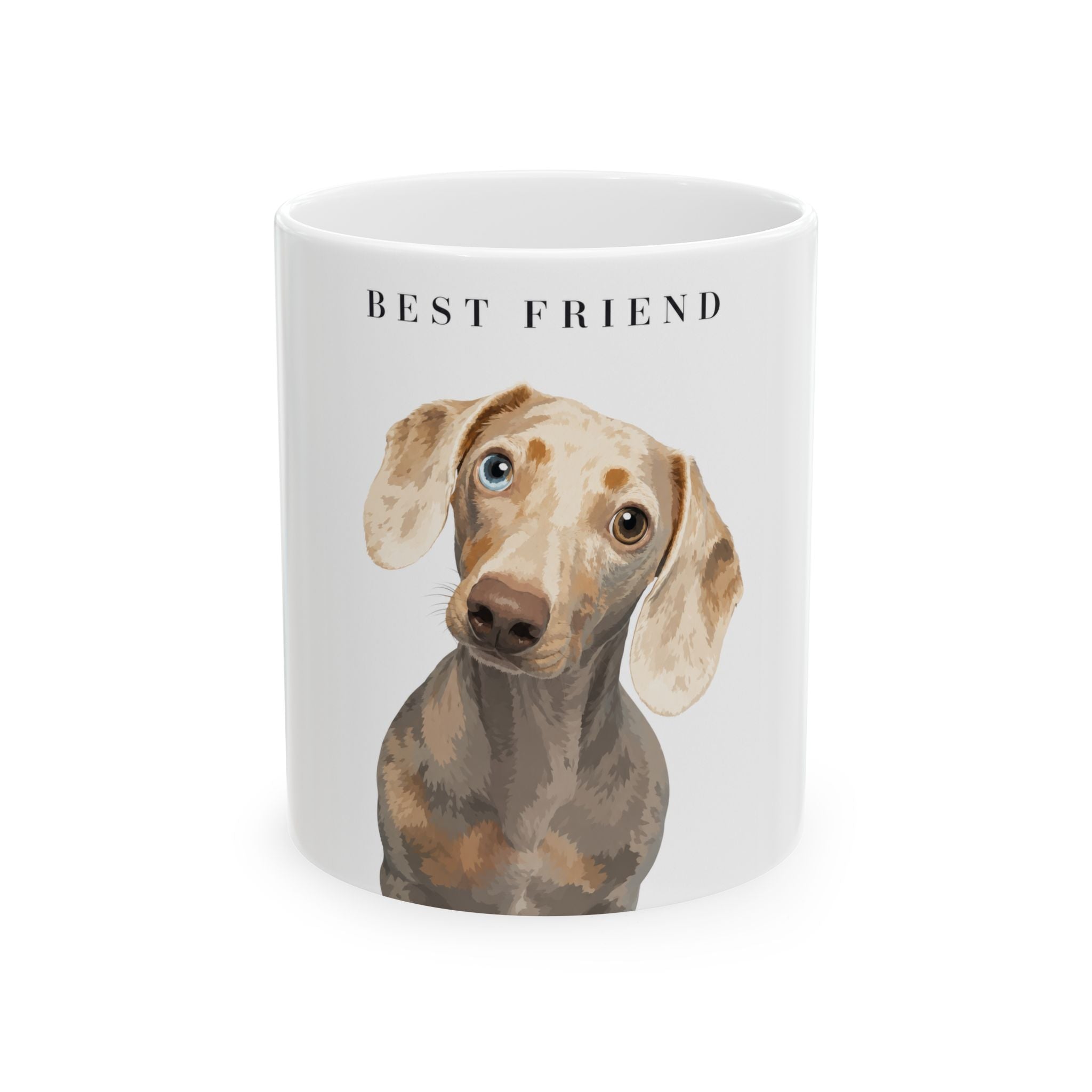Modern Portrait Personalized Pet Ceramic Mug — Minimal Custom Dog Art Coffee Cup, 11oz & 15oz